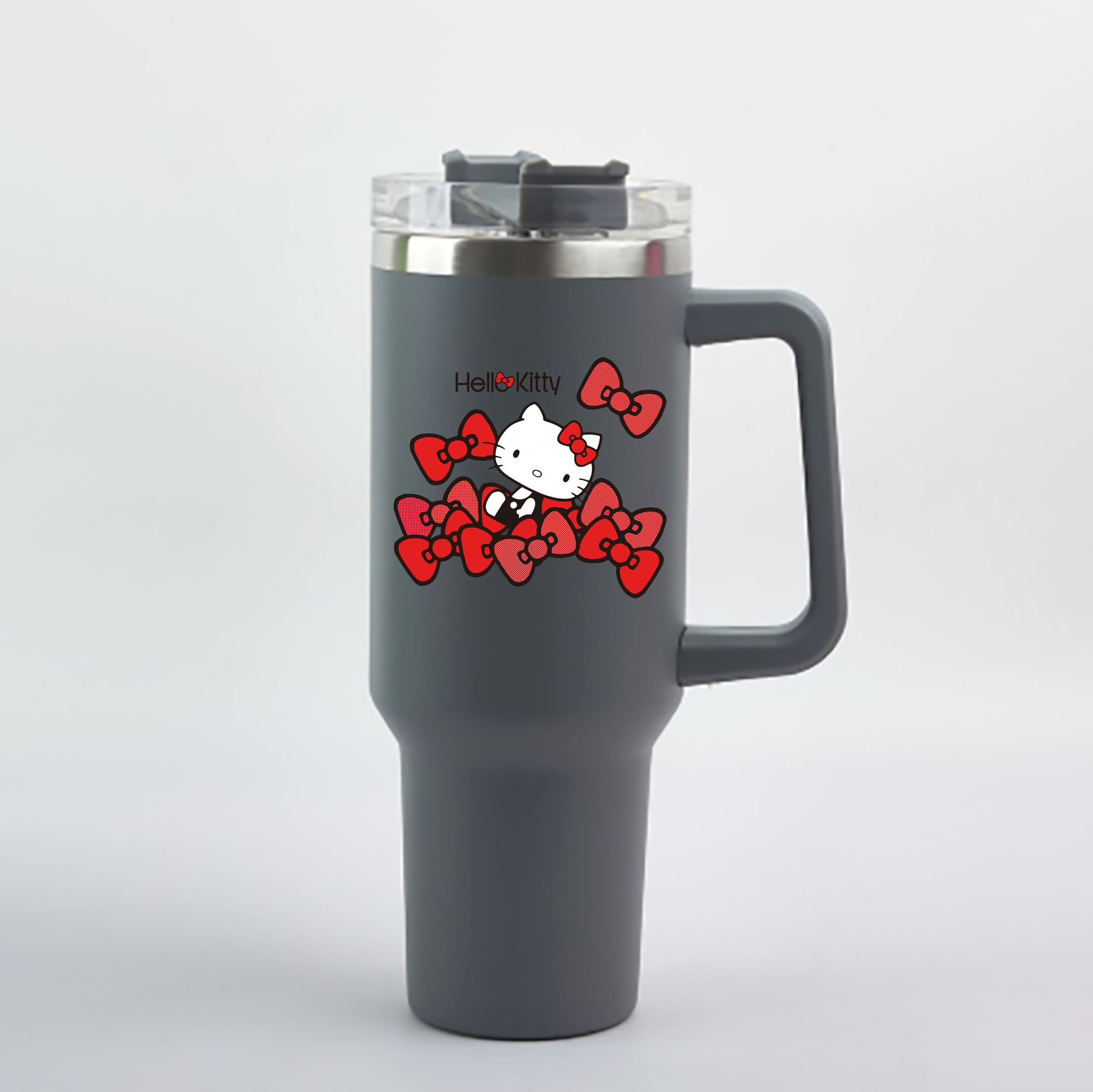 （画像用） Hello Kitty ハローキティ 1200mL車用タンブラー - クリスタルステッカー（プラスチックストロー付き）
