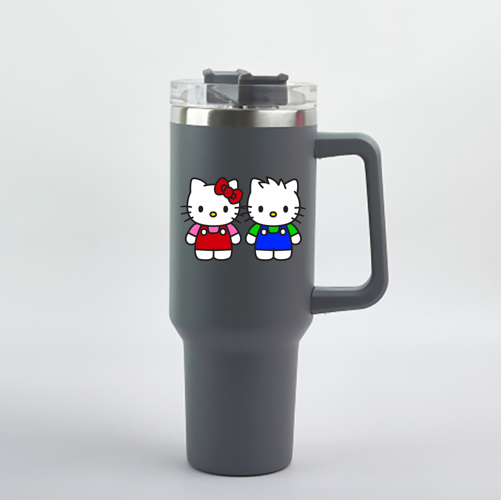 （画像用） Hello Kitty ハローキティ 1200mL車用タンブラー - クリスタルステッカー（プラスチックストロー付き）