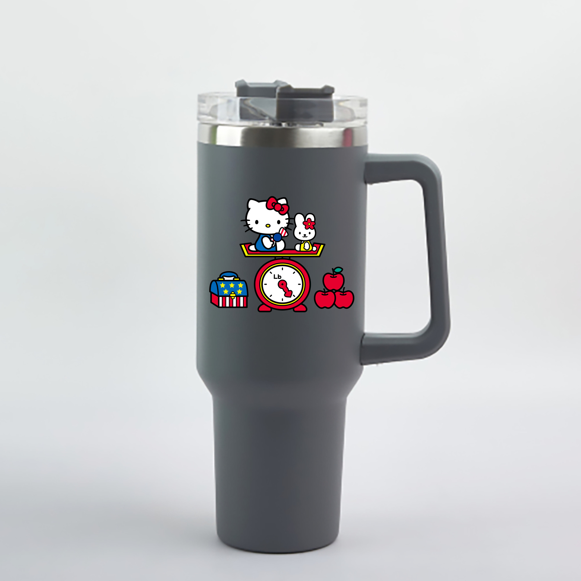 （画像用） Hello Kitty ハローキティ 1200mL車用タンブラー - クリスタルステッカー（プラスチックストロー付き）