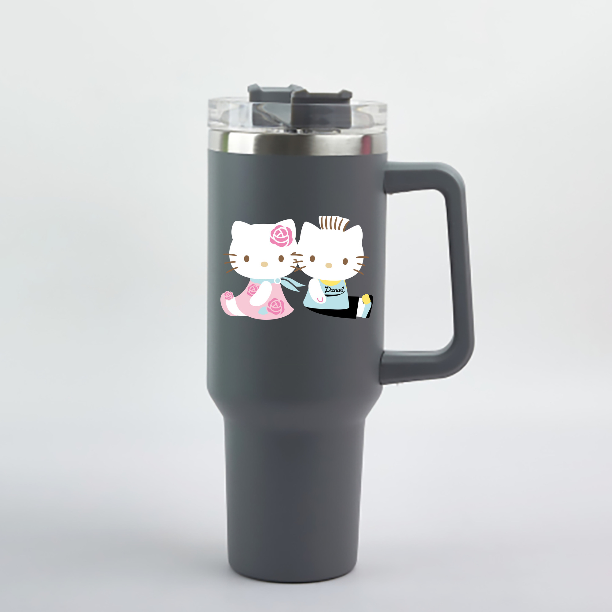 （画像用） Hello Kitty ハローキティ 1200mL車用タンブラー - クリスタルステッカー（プラスチックストロー付き）
