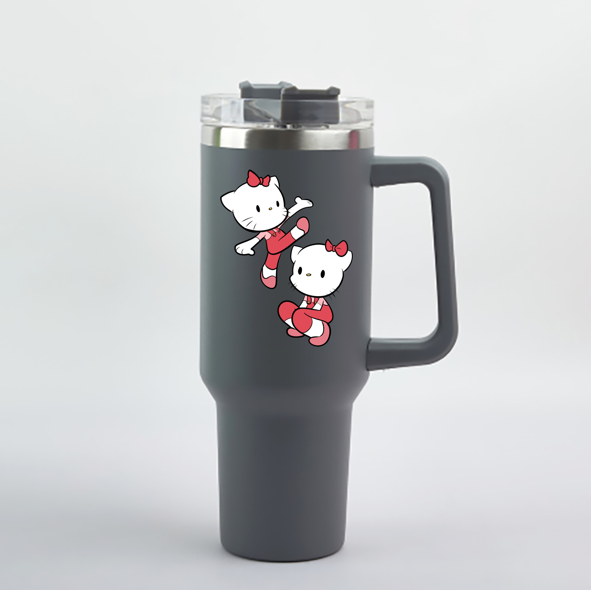 （画像用） Hello Kitty ハローキティ 1200mL車用タンブラー - クリスタルステッカー（プラスチックストロー付き）