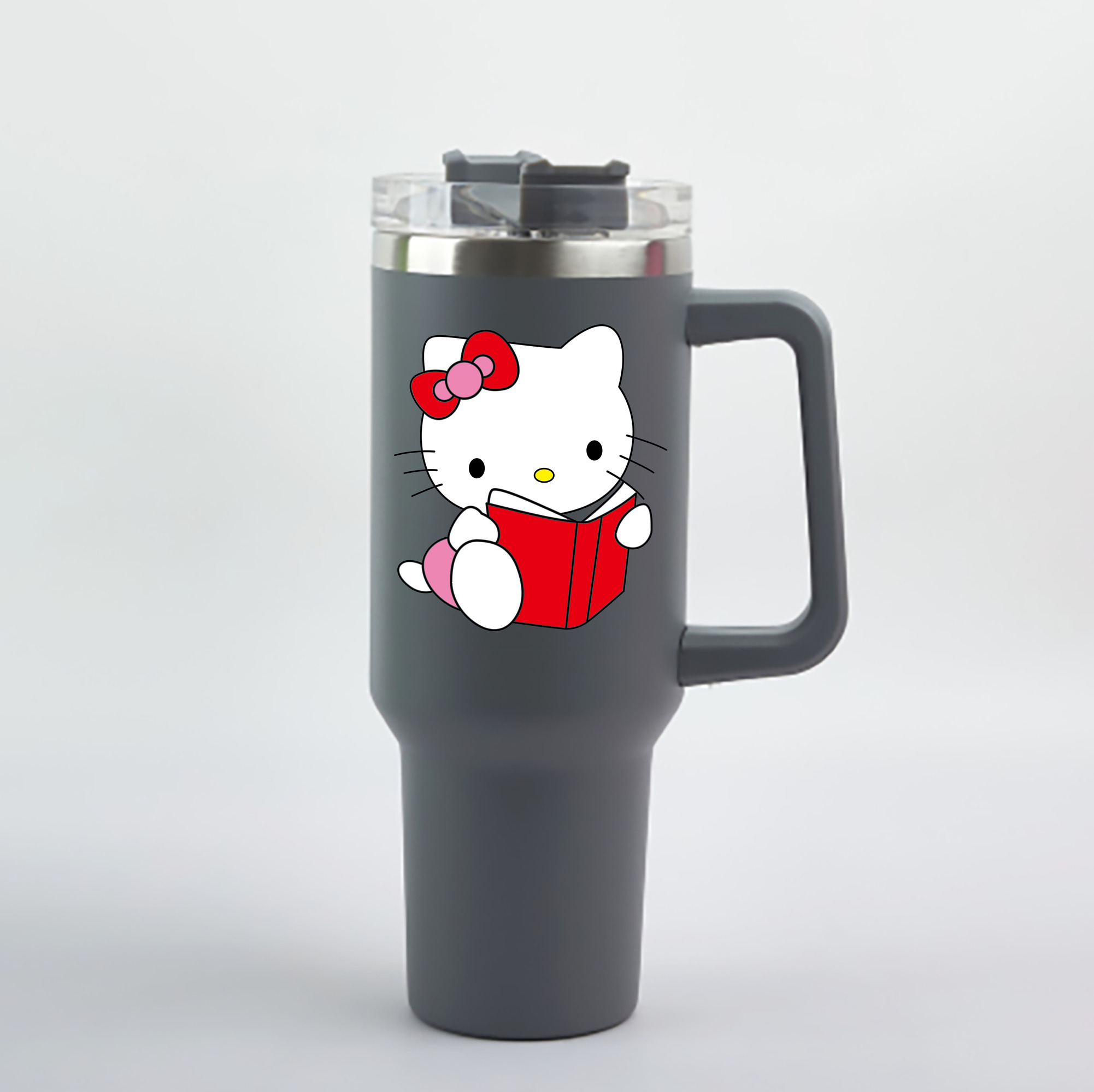 （画像用） Hello Kitty ハローキティ 1200mL車用タンブラー - クリスタルステッカー（プラスチックストロー付き）