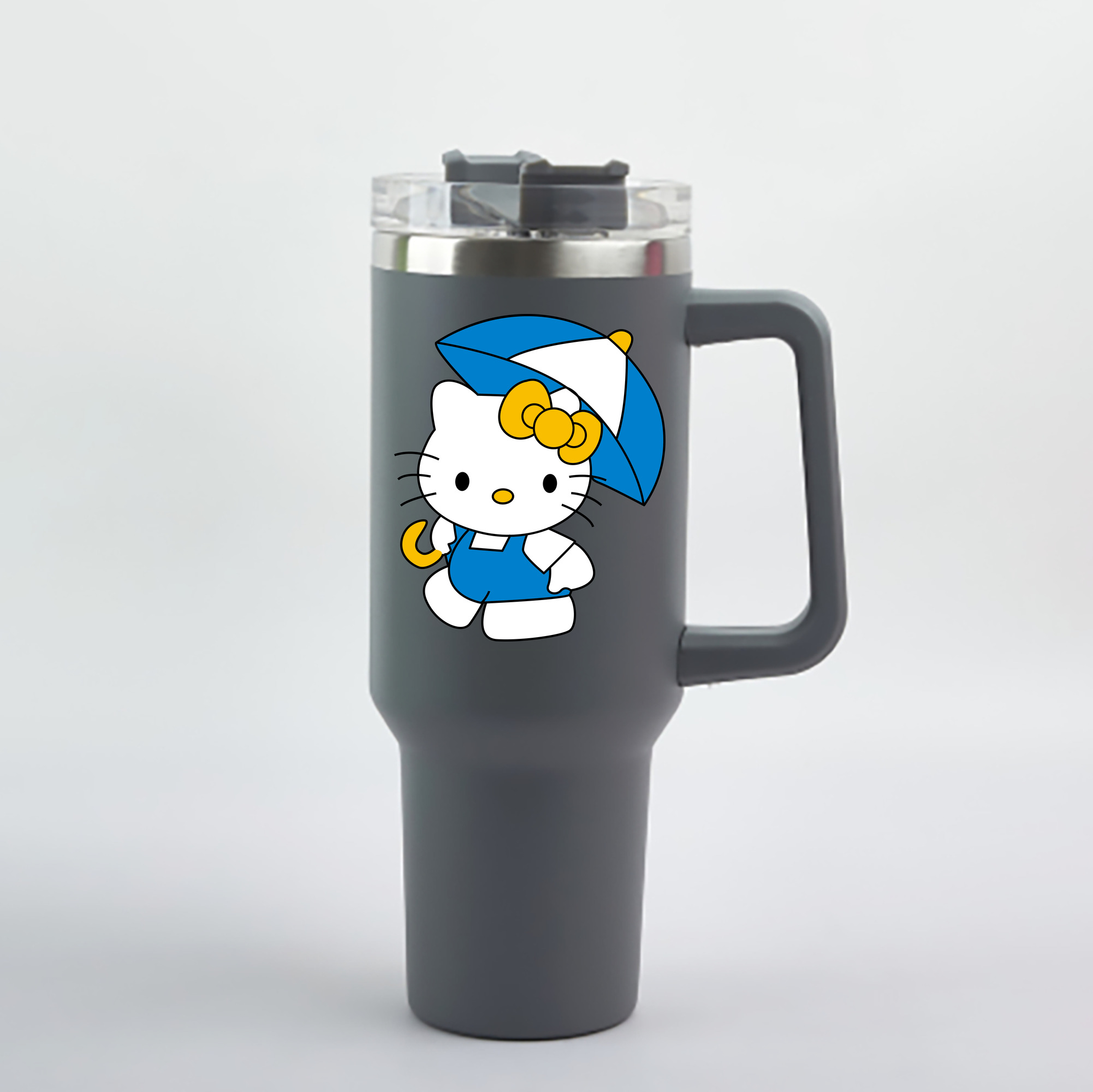 （画像用） Hello Kitty ハローキティ 1200mL車用タンブラー - クリスタルステッカー（プラスチックストロー付き）
