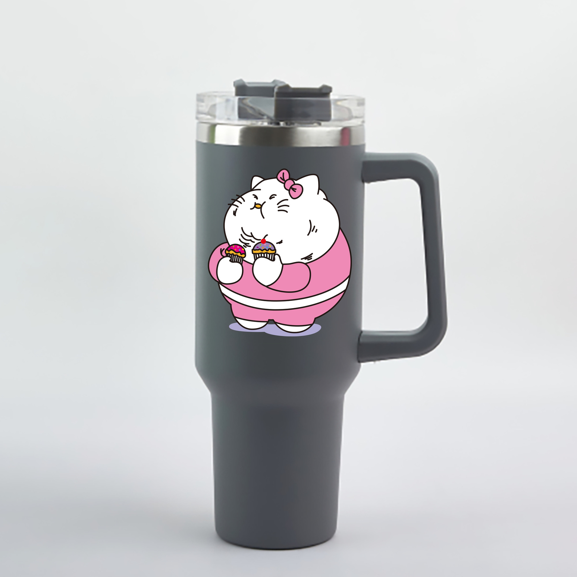 （画像用） Hello Kitty ハローキティ 1200mL車用タンブラー - クリスタルステッカー（プラスチックストロー付き）