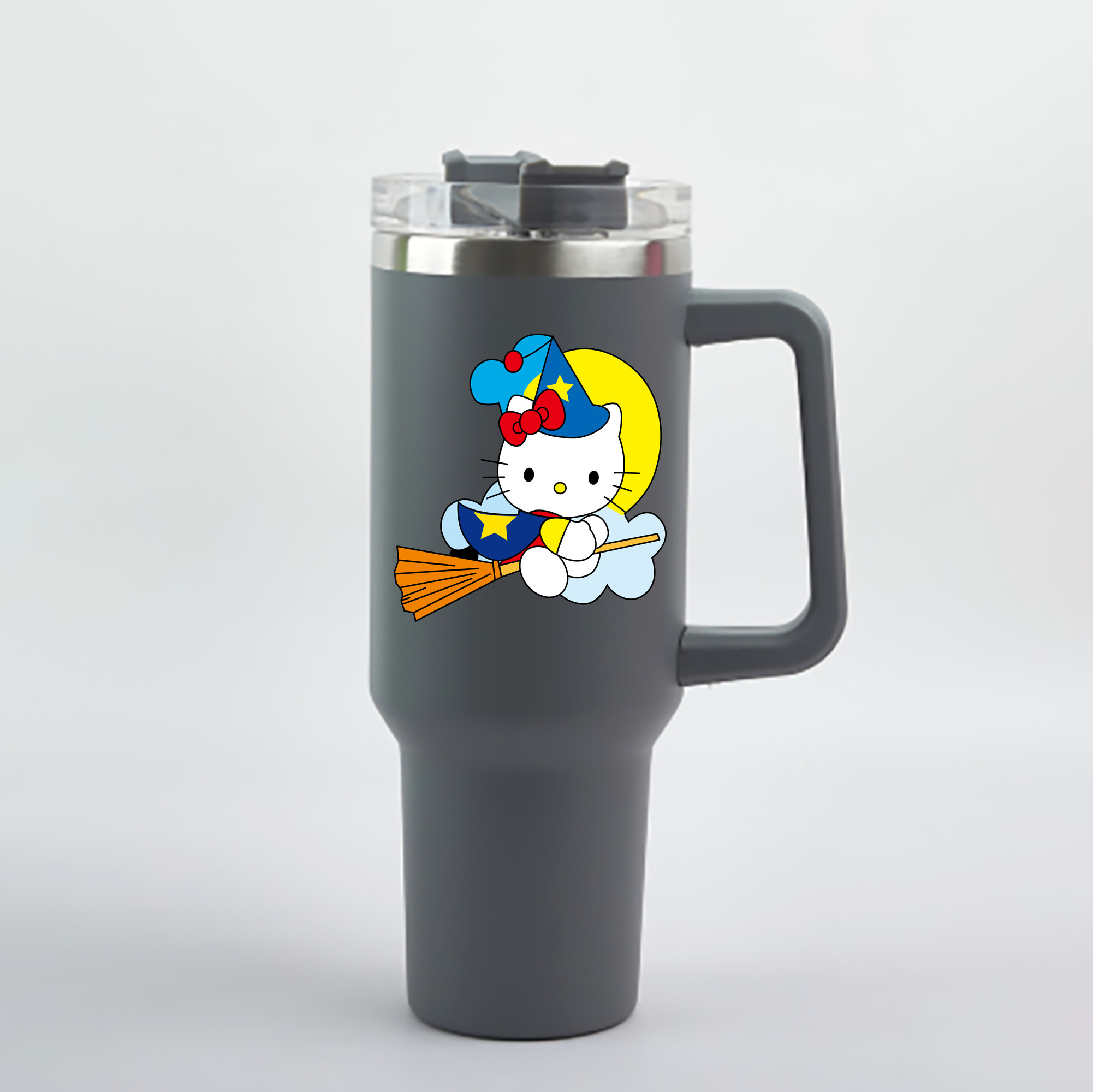 （画像用） Hello Kitty ハローキティ 1200mL車用タンブラー - クリスタルステッカー（プラスチックストロー付き）