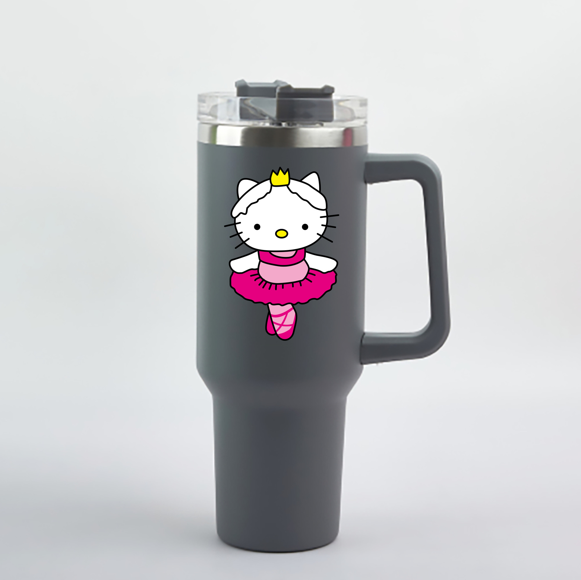 （画像用） Hello Kitty ハローキティ 1200mL車用タンブラー - クリスタルステッカー（プラスチックストロー付き）