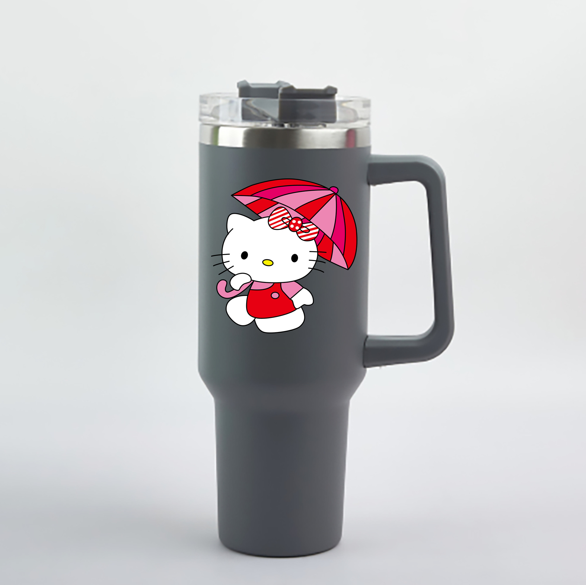 （画像用） Hello Kitty ハローキティ 1200mL車用タンブラー - クリスタルステッカー（プラスチックストロー付き）