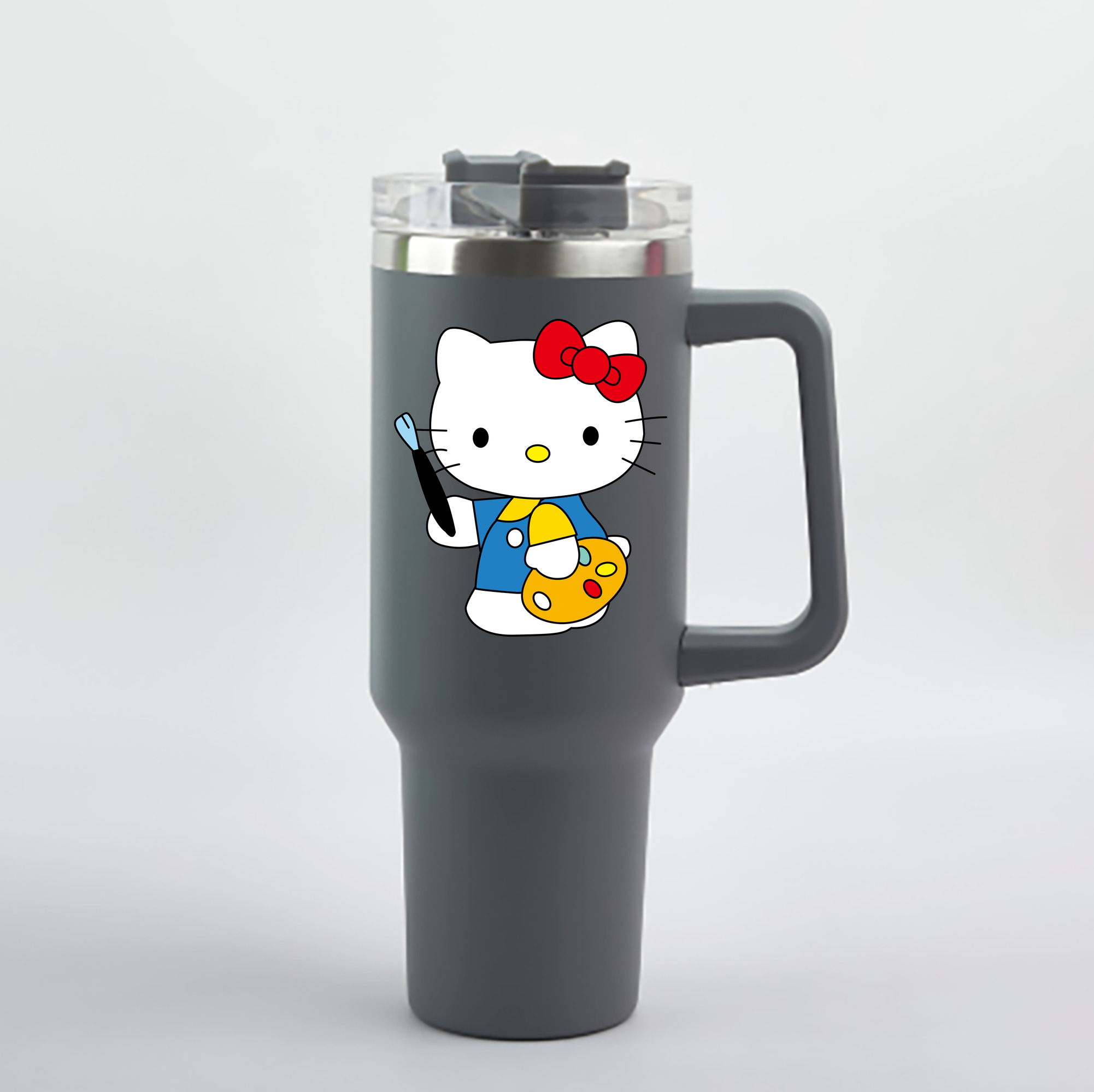（画像用） Hello Kitty ハローキティ 1200mL車用タンブラー - クリスタルステッカー（プラスチックストロー付き）