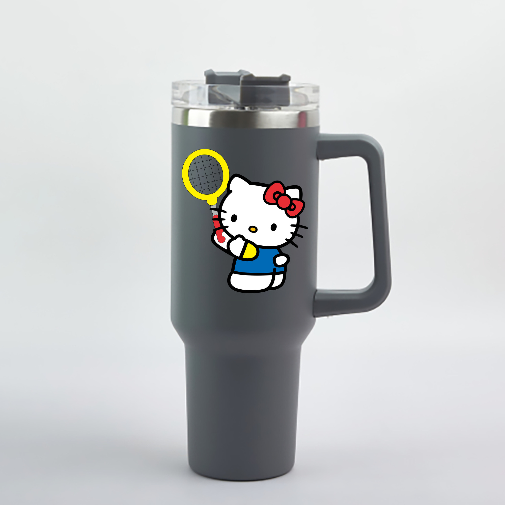 （画像用） Hello Kitty ハローキティ 1200mL車用タンブラー - クリスタルステッカー（プラスチックストロー付き）