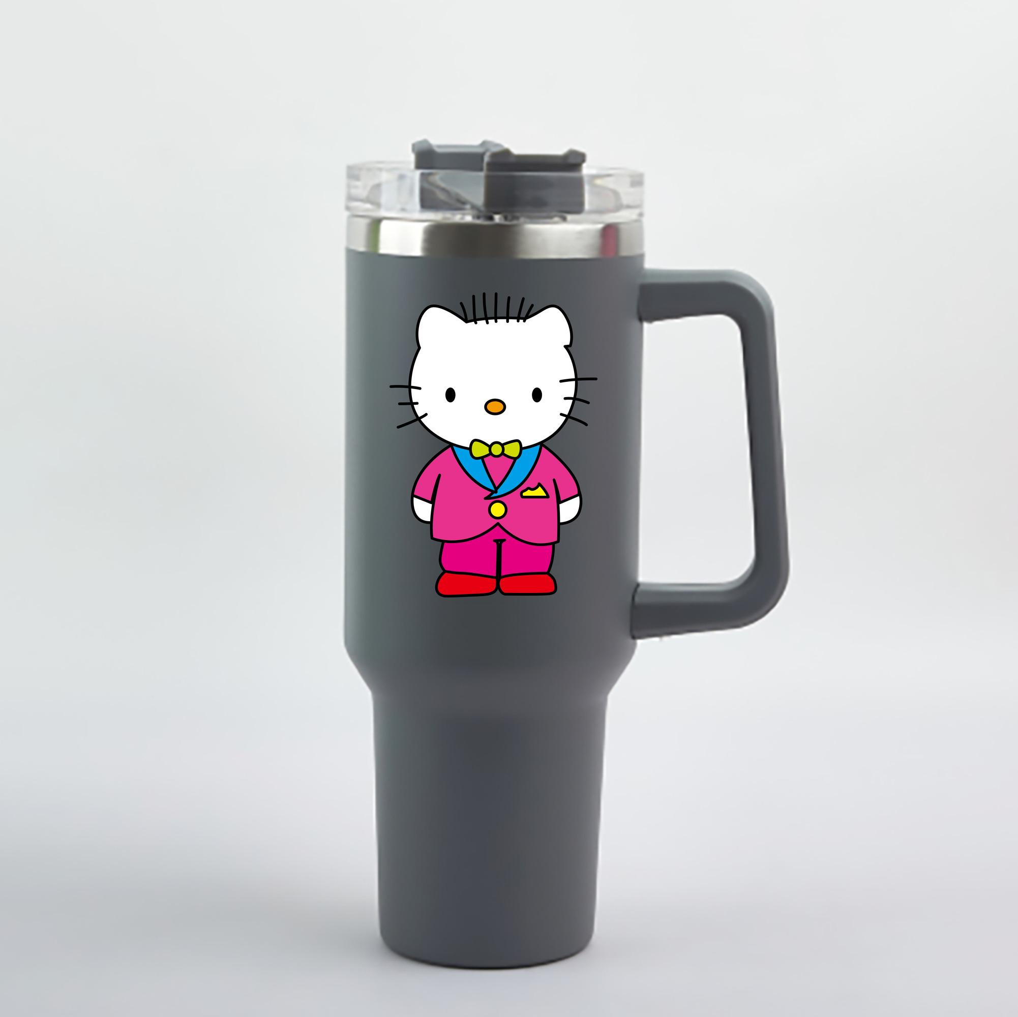 （画像用） Hello Kitty ハローキティ 1200mL車用タンブラー - クリスタルステッカー（プラスチックストロー付き）