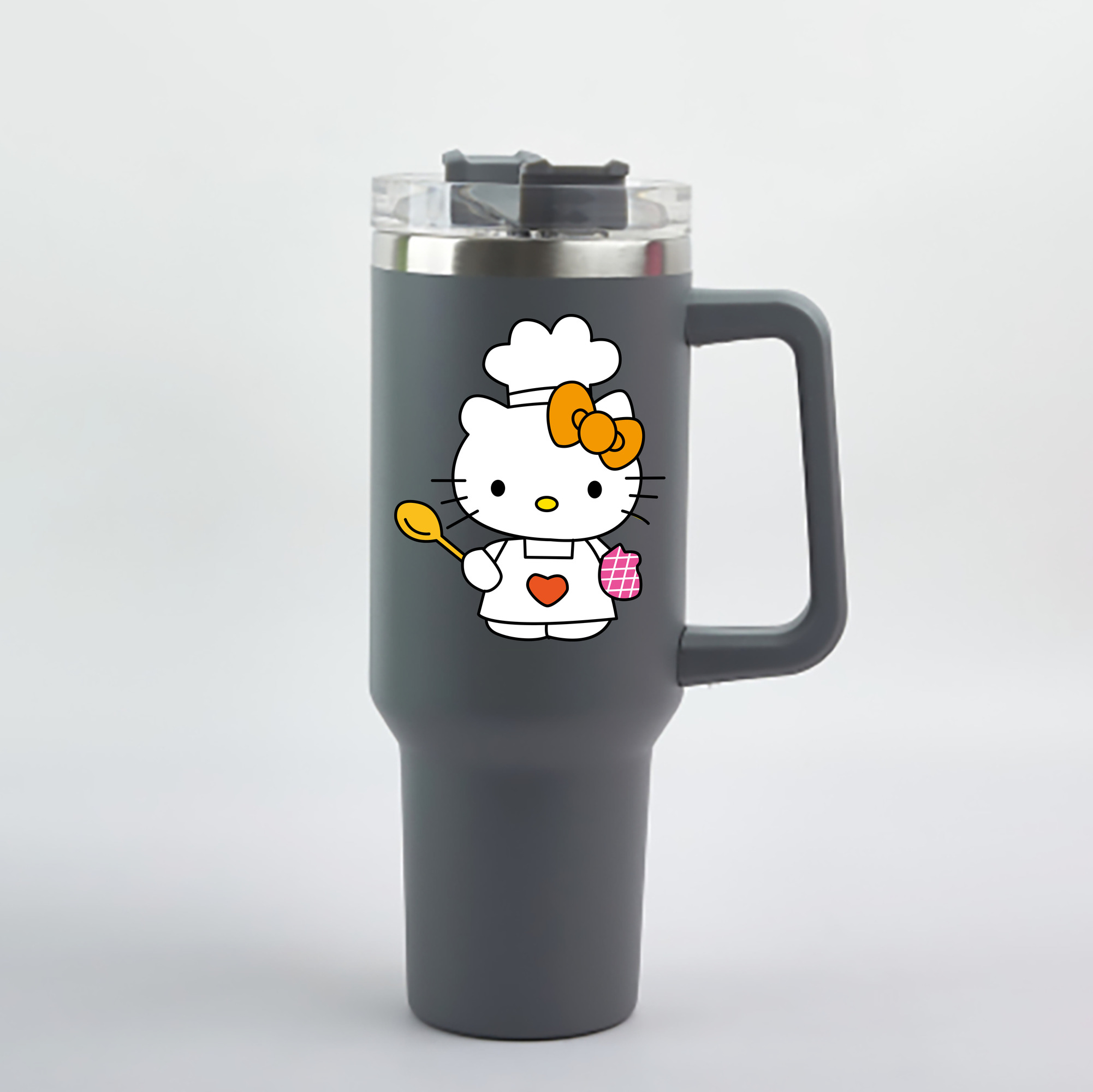 （画像用） Hello Kitty ハローキティ 1200mL車用タンブラー - クリスタルステッカー（プラスチックストロー付き）