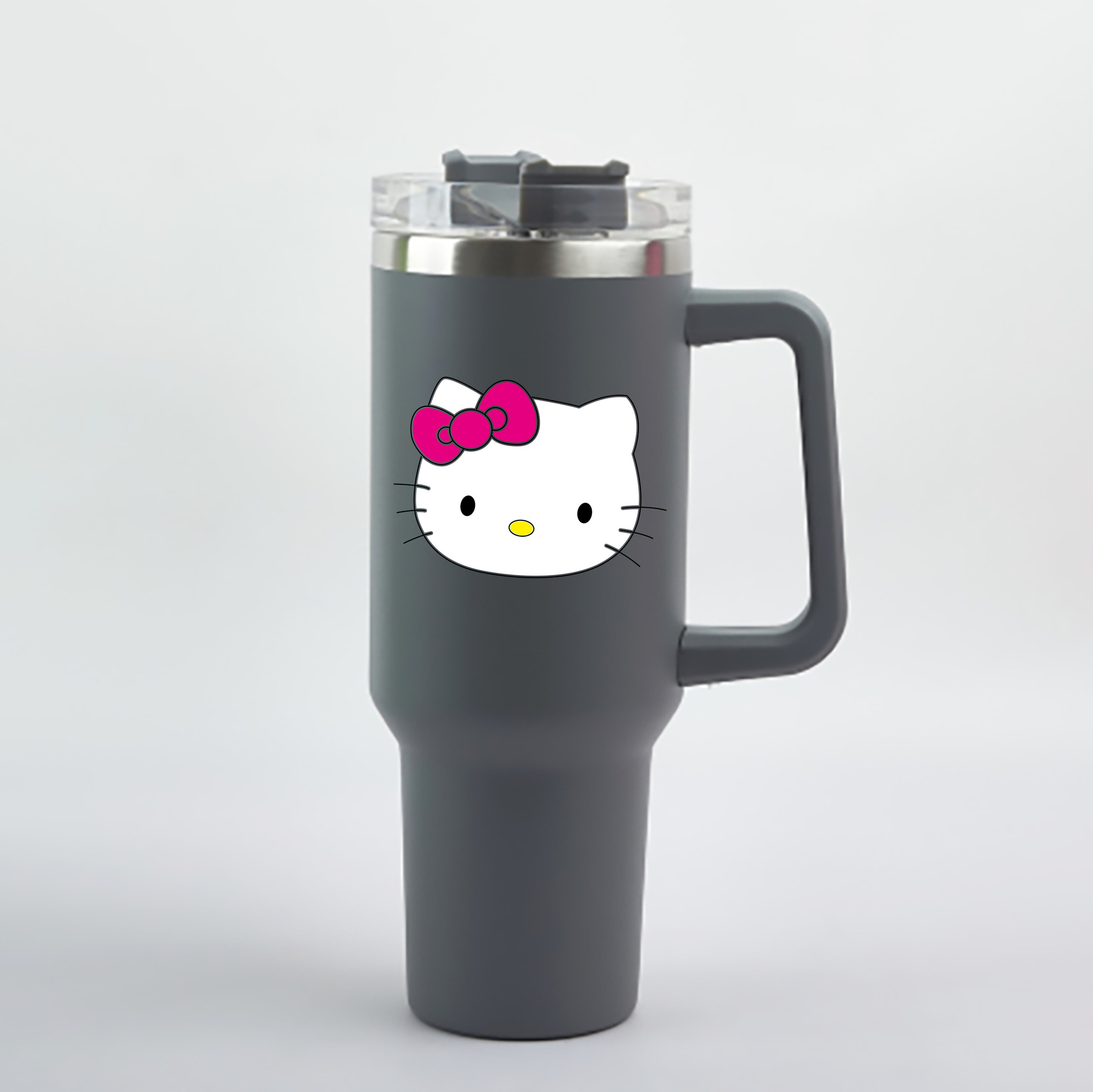 （画像用） Hello Kitty ハローキティ 1200mL車用タンブラー - クリスタルステッカー（プラスチックストロー付き）