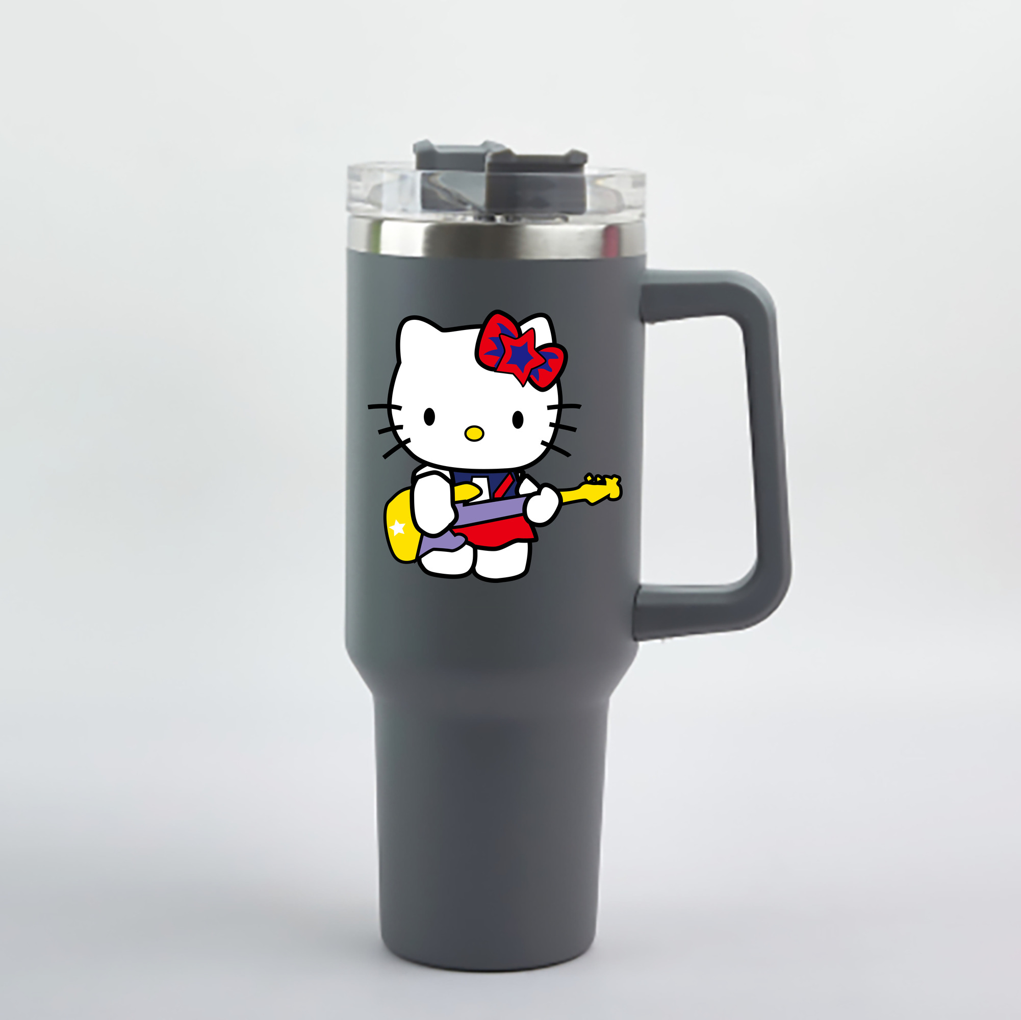 （画像用） Hello Kitty ハローキティ 1200mL車用タンブラー - クリスタルステッカー（プラスチックストロー付き）