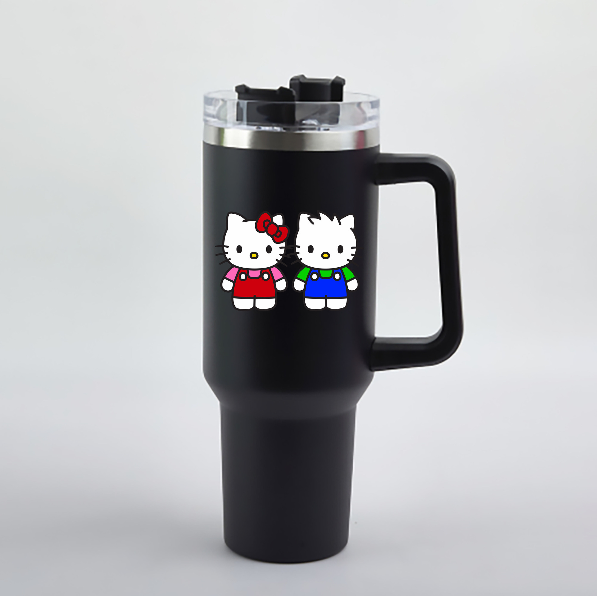 （画像用） Hello Kitty ハローキティ 1200mL車用タンブラー - クリスタルステッカー（プラスチックストロー付き）