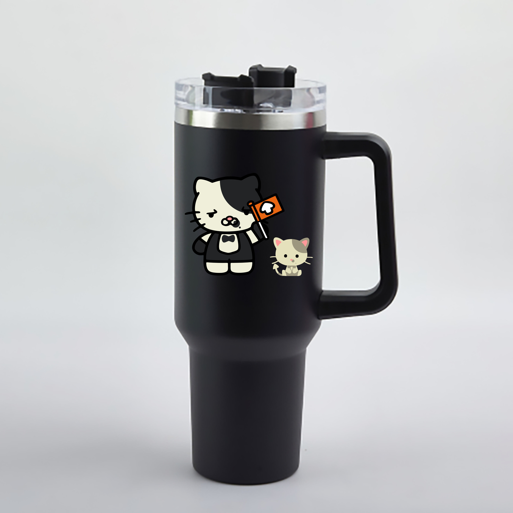 （画像用） Hello Kitty ハローキティ 1200mL車用タンブラー - クリスタルステッカー（プラスチックストロー付き）