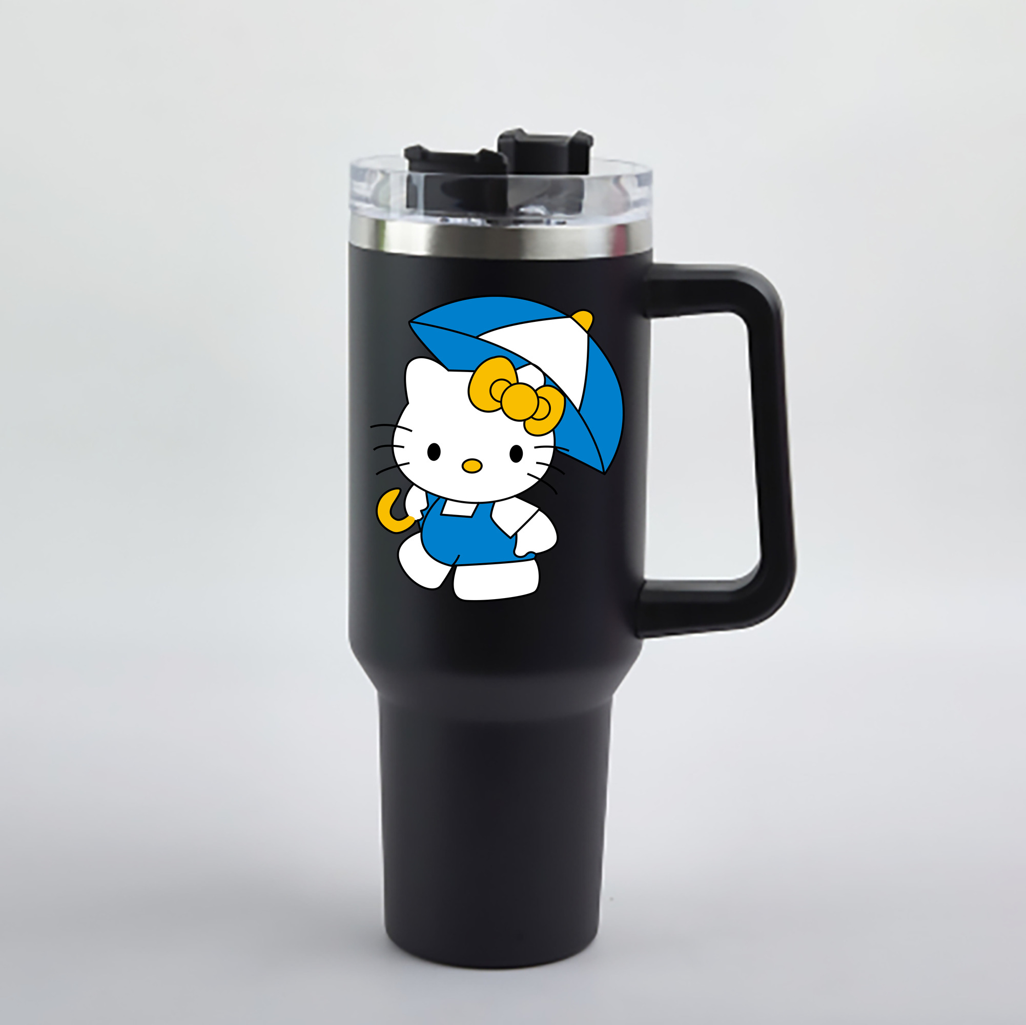 （画像用） Hello Kitty ハローキティ 1200mL車用タンブラー - クリスタルステッカー（プラスチックストロー付き）