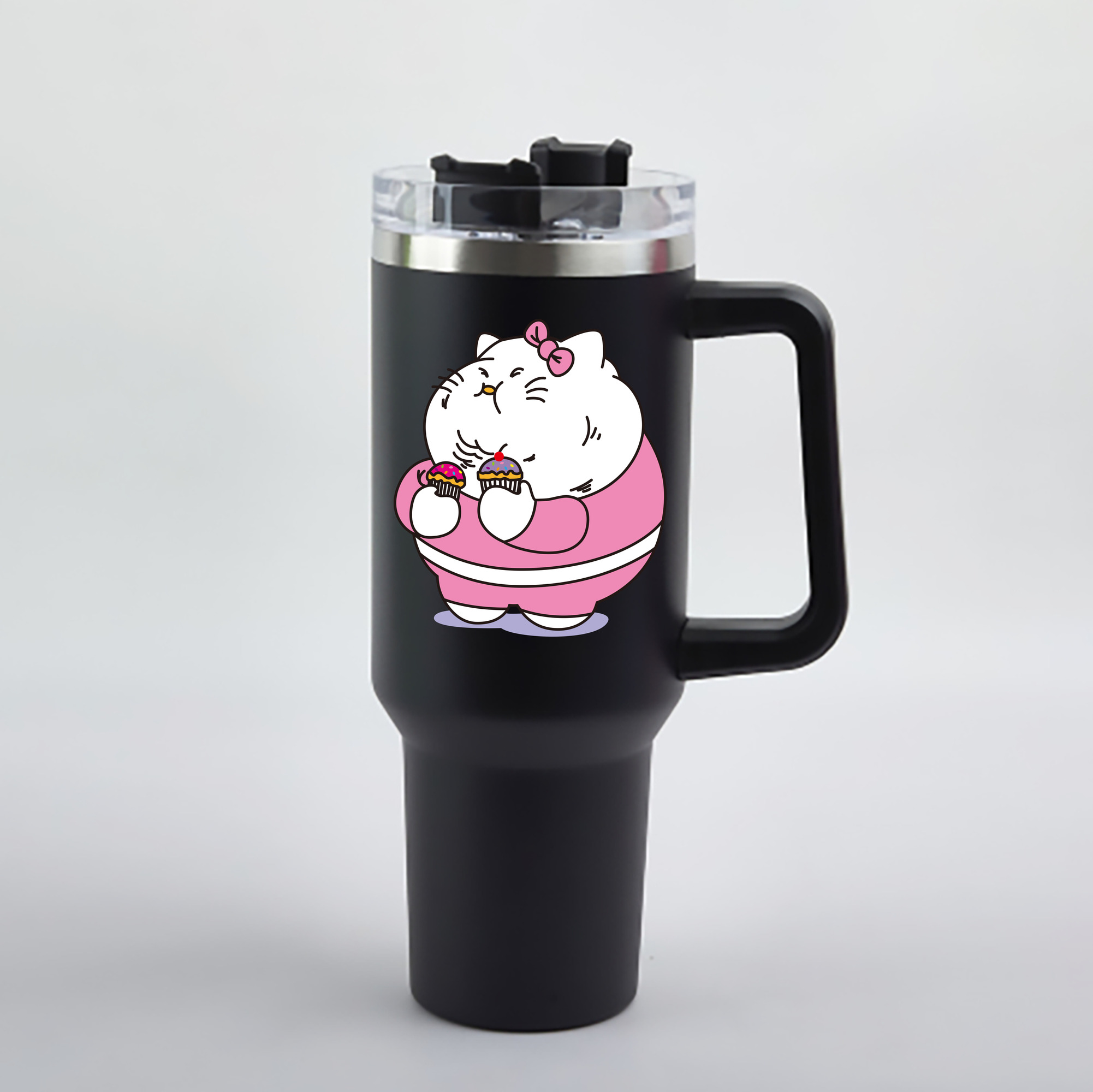 （画像用） Hello Kitty ハローキティ 1200mL車用タンブラー - クリスタルステッカー（プラスチックストロー付き）