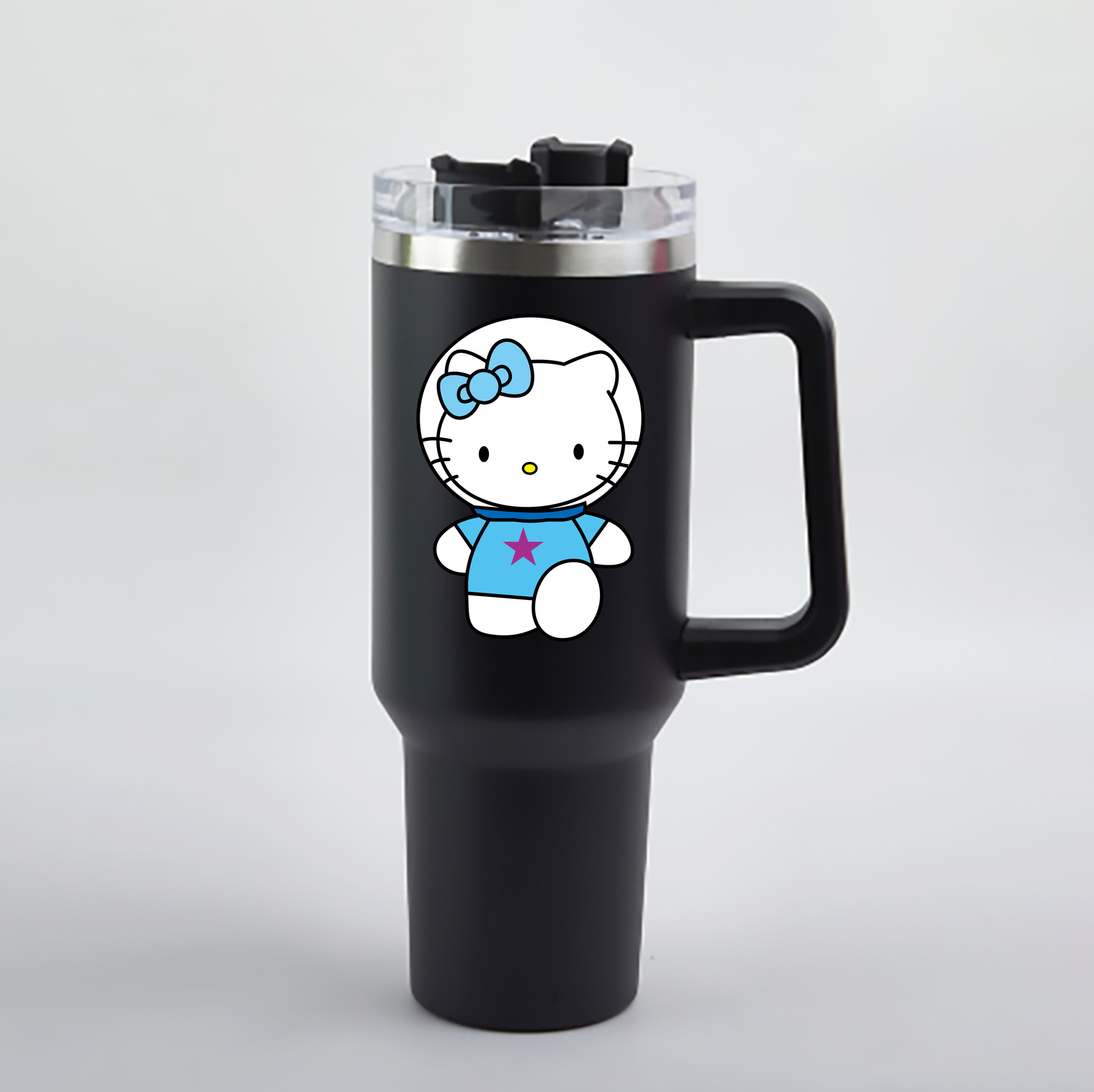 （画像用） Hello Kitty ハローキティ 1200mL車用タンブラー - クリスタルステッカー（プラスチックストロー付き）
