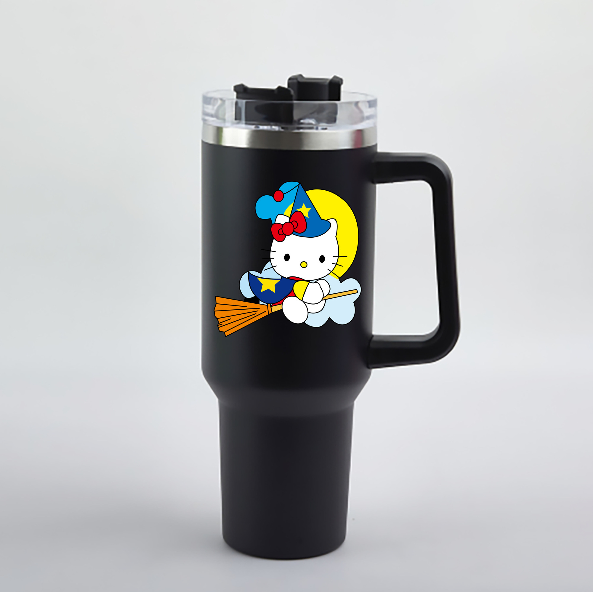 （画像用） Hello Kitty ハローキティ 1200mL車用タンブラー - クリスタルステッカー（プラスチックストロー付き）