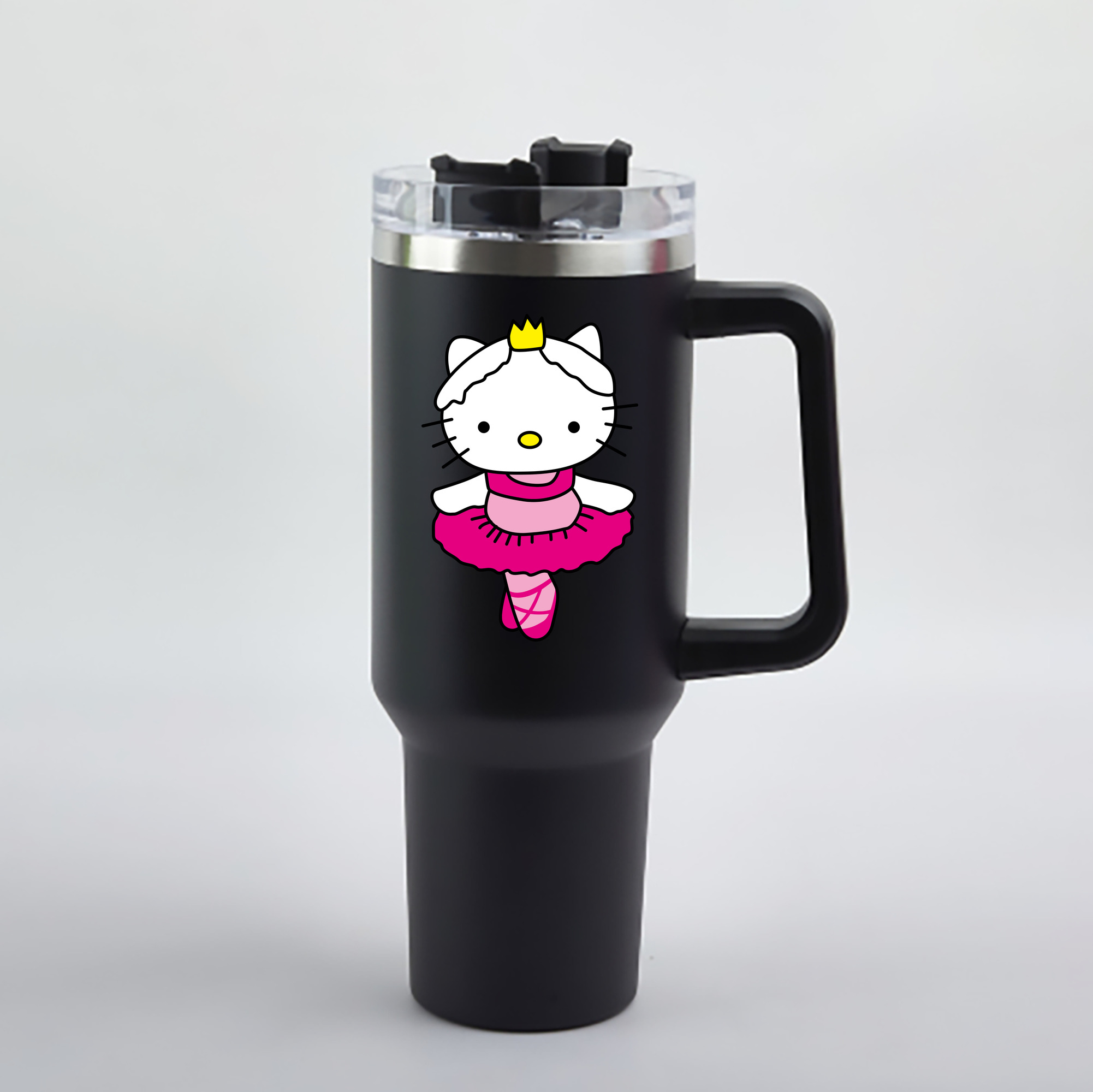 （画像用） Hello Kitty ハローキティ 1200mL車用タンブラー - クリスタルステッカー（プラスチックストロー付き）