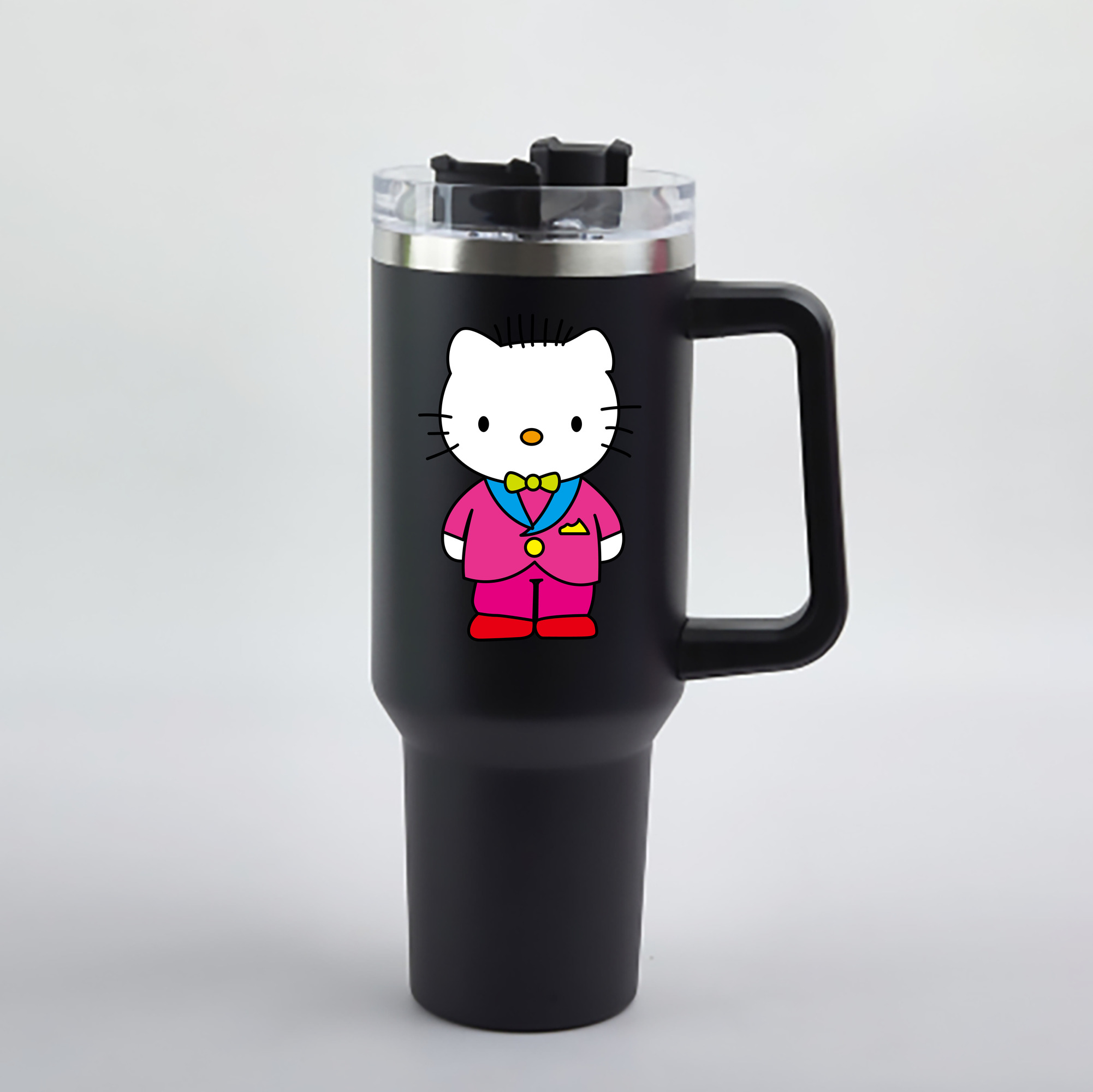 （画像用） Hello Kitty ハローキティ 1200mL車用タンブラー - クリスタルステッカー（プラスチックストロー付き）