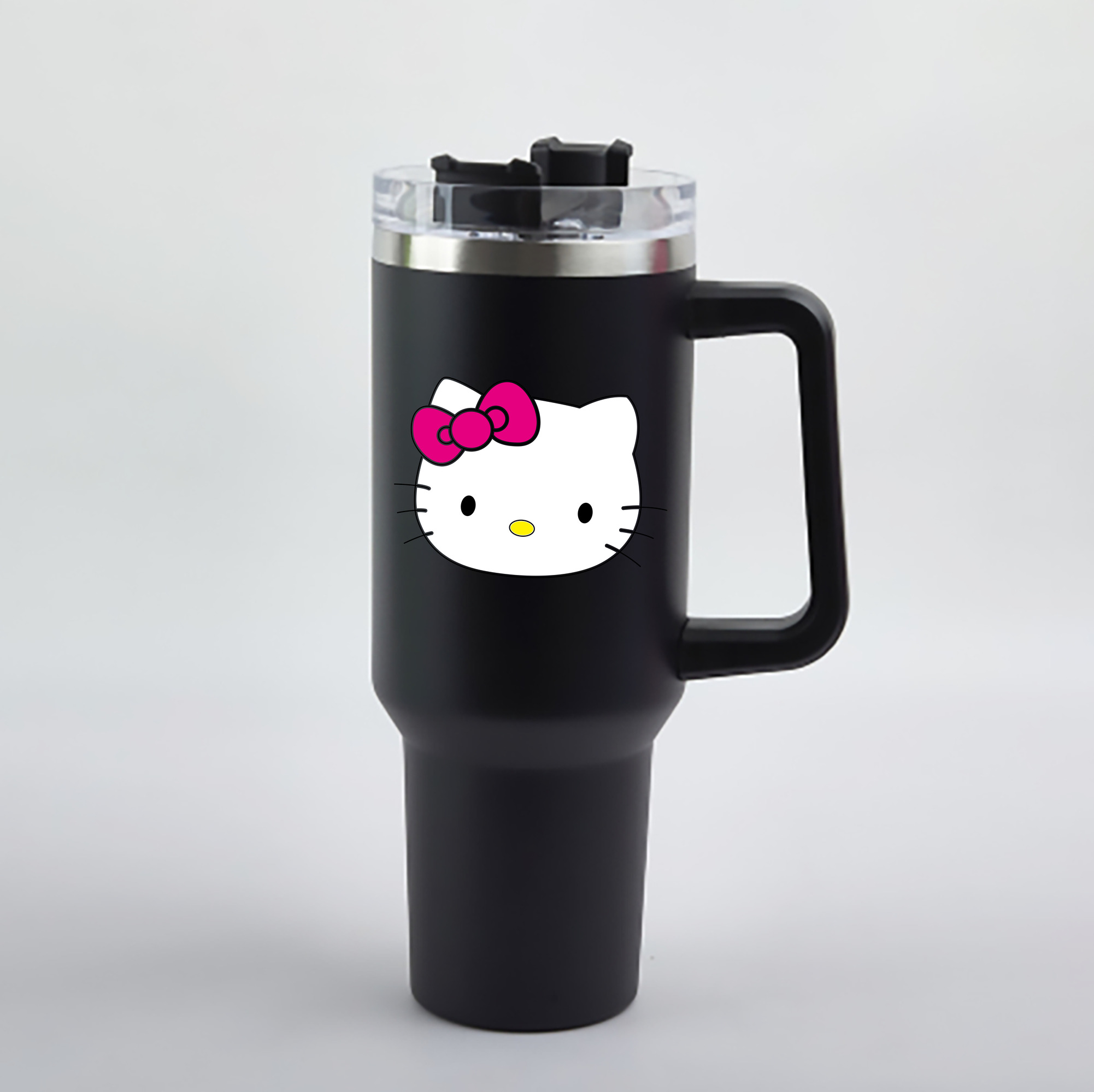 （画像用） Hello Kitty ハローキティ 1200mL車用タンブラー - クリスタルステッカー（プラスチックストロー付き）
