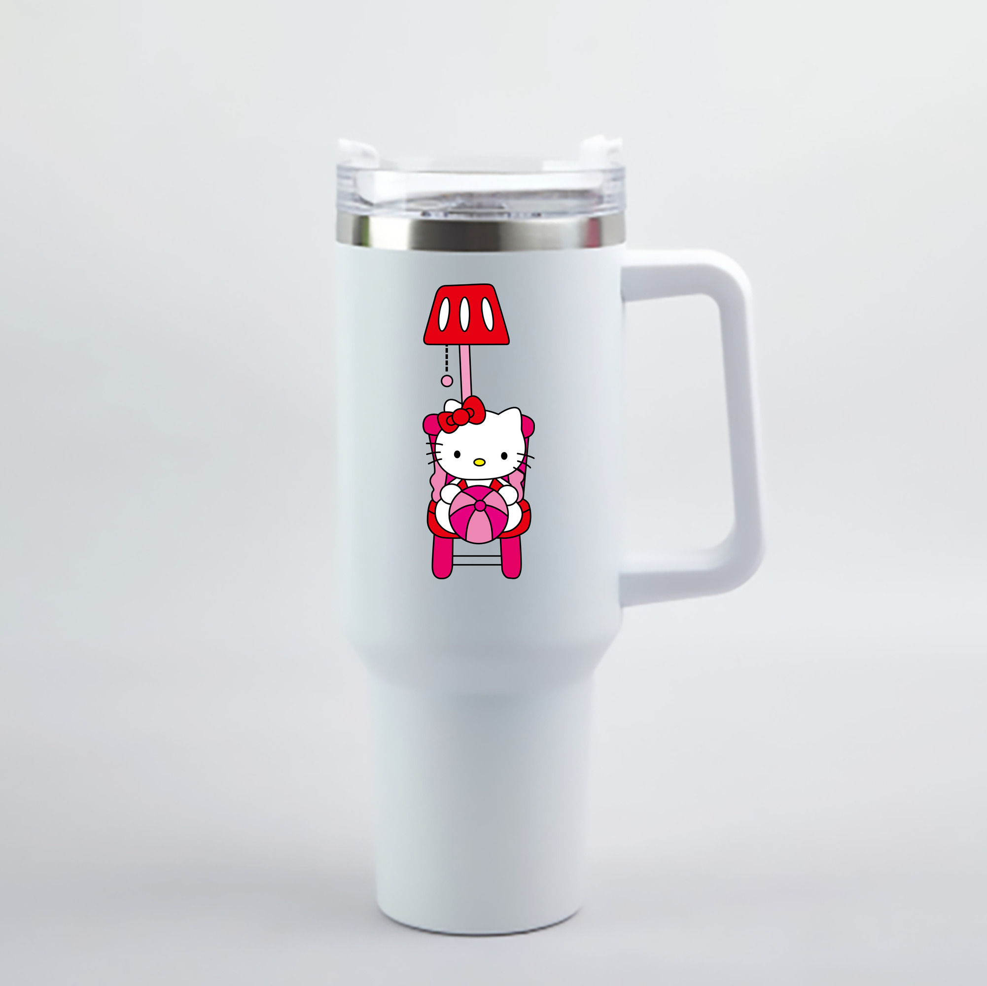 （画像用） Hello Kitty ハローキティ 1200mL車用タンブラー - クリスタルステッカー（プラスチックストロー付き）