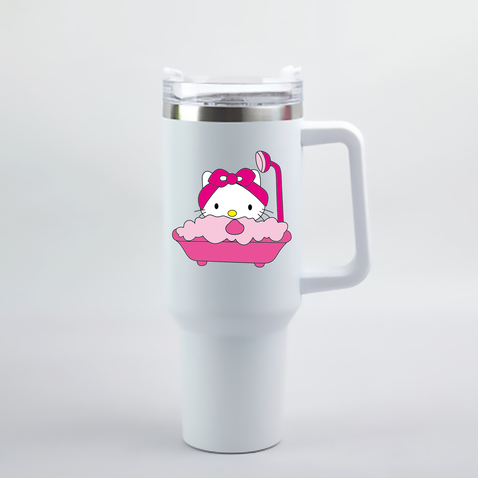 （画像用） Hello Kitty ハローキティ 1200mL車用タンブラー - クリスタルステッカー（プラスチックストロー付き）