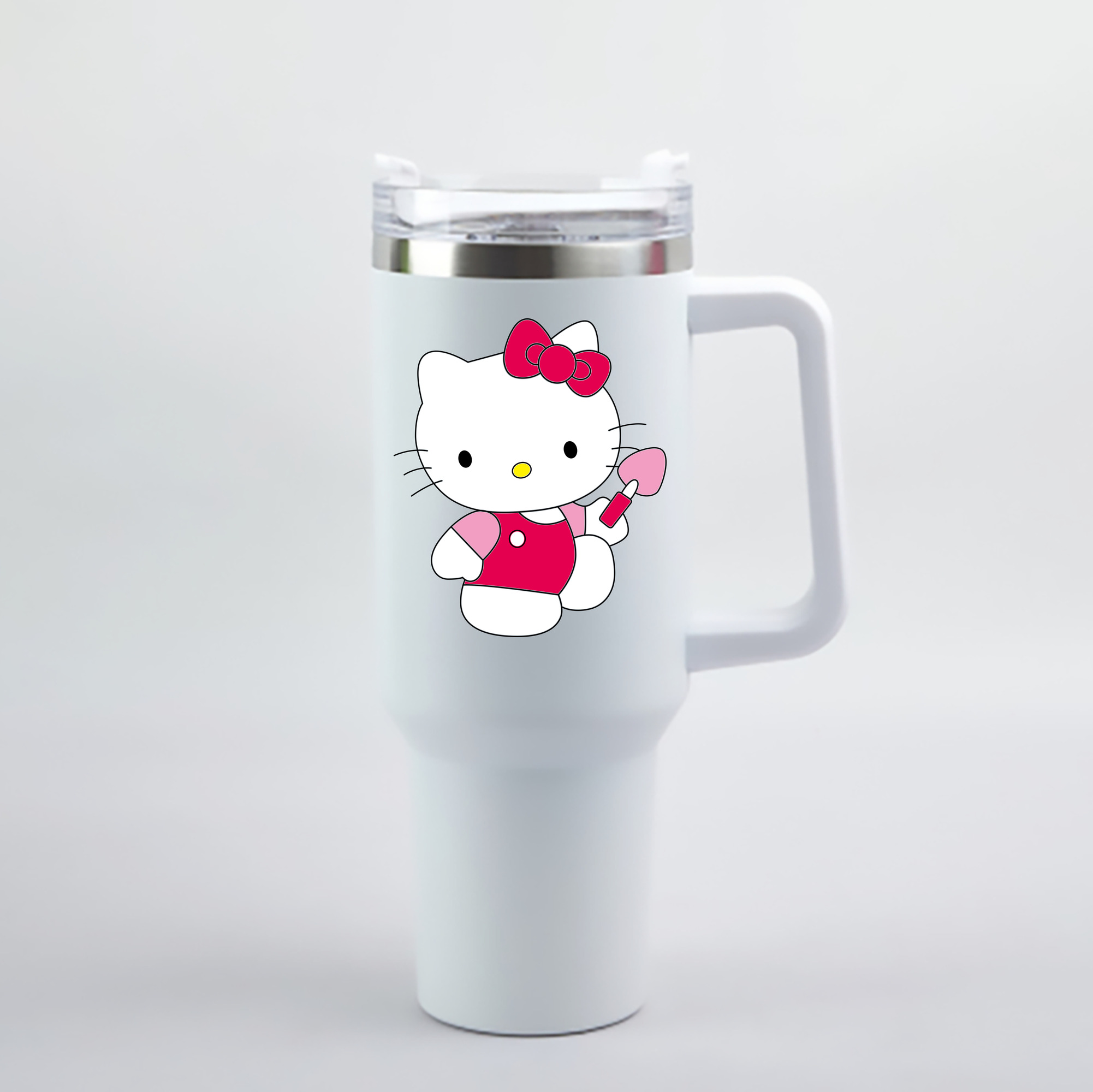 （画像用） Hello Kitty ハローキティ 1200mL車用タンブラー - クリスタルステッカー（プラスチックストロー付き）