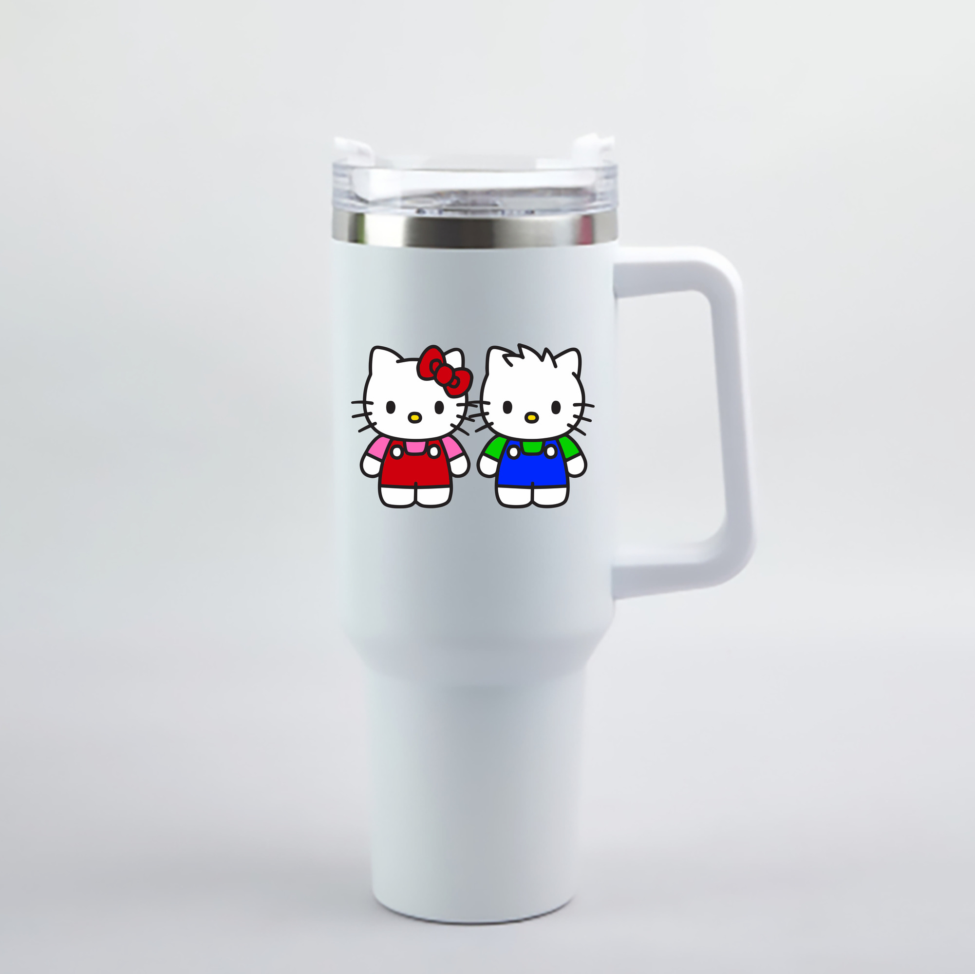 （画像用） Hello Kitty ハローキティ 1200mL車用タンブラー - クリスタルステッカー（プラスチックストロー付き）