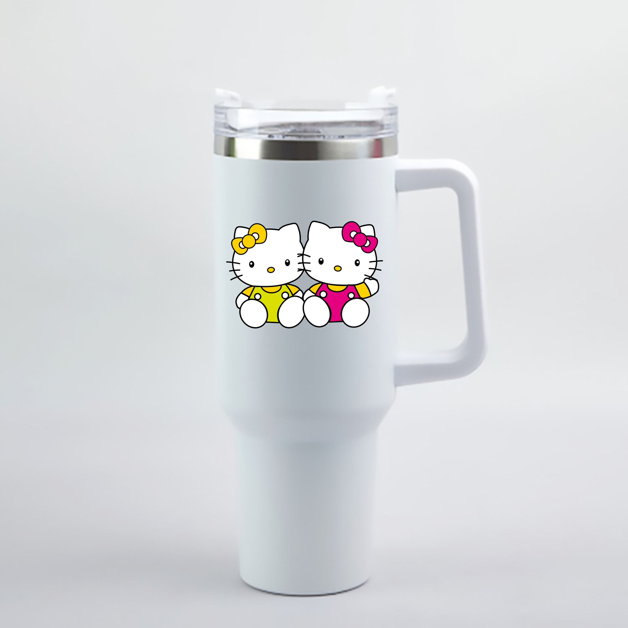 （画像用） Hello Kitty ハローキティ 1200mL車用タンブラー - クリスタルステッカー（プラスチックストロー付き）