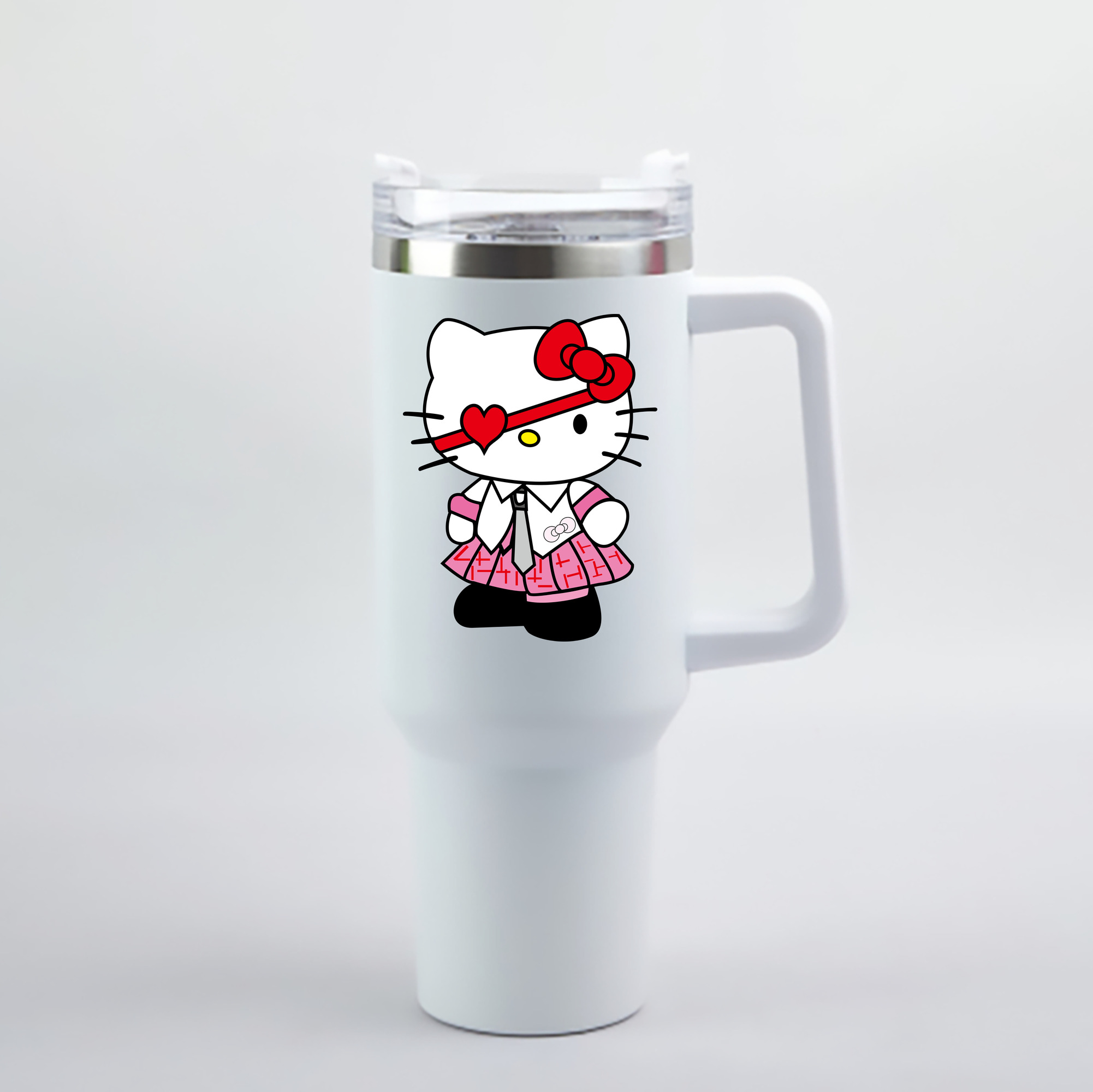 （画像用） Hello Kitty ハローキティ 1200mL車用タンブラー - クリスタルステッカー（プラスチックストロー付き）