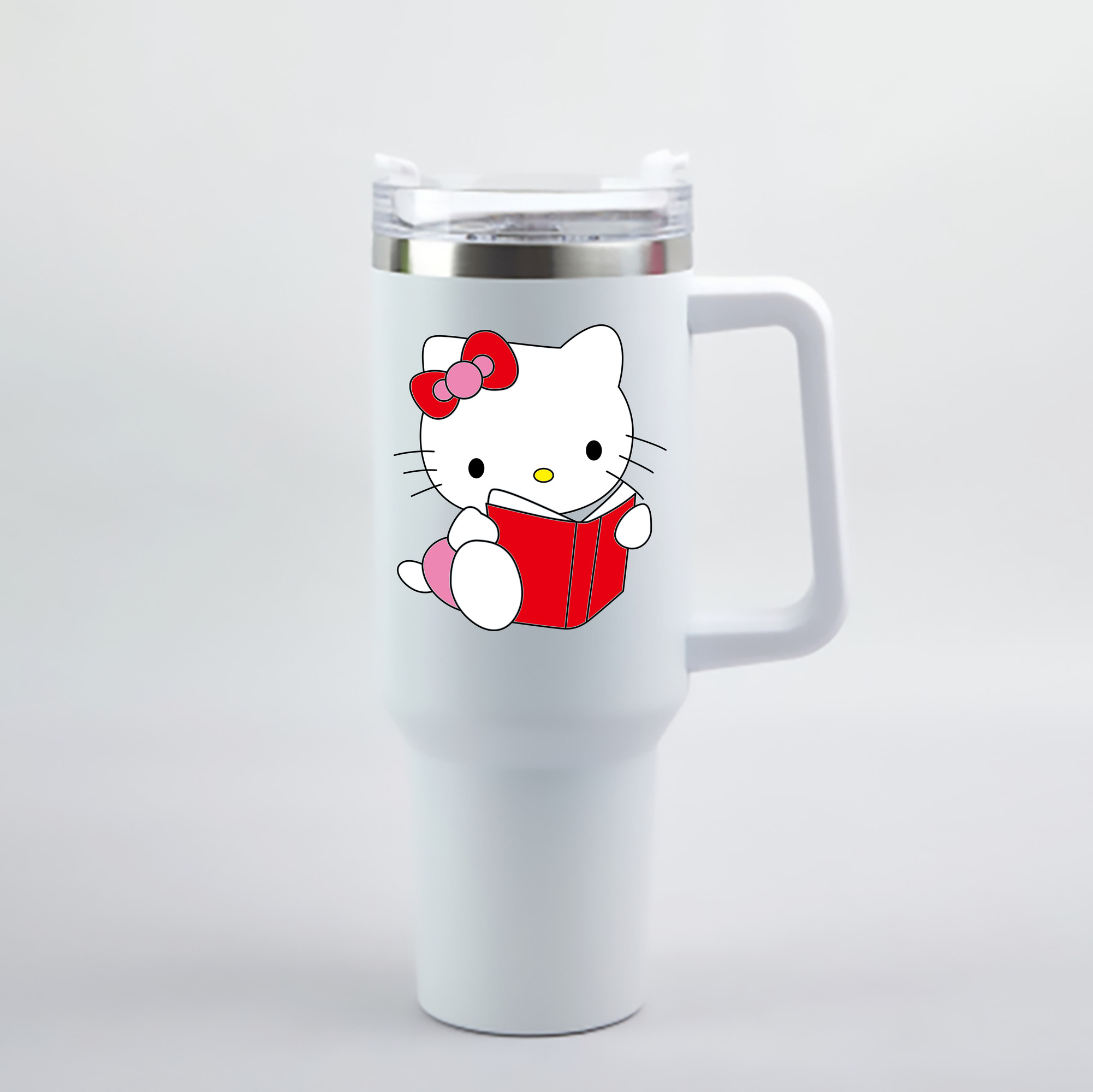 （画像用） Hello Kitty ハローキティ 1200mL車用タンブラー - クリスタルステッカー（プラスチックストロー付き）