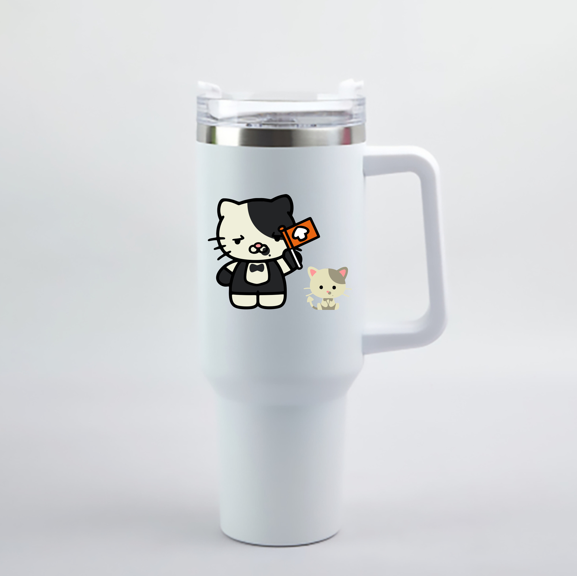 （画像用） Hello Kitty ハローキティ 1200mL車用タンブラー - クリスタルステッカー（プラスチックストロー付き）