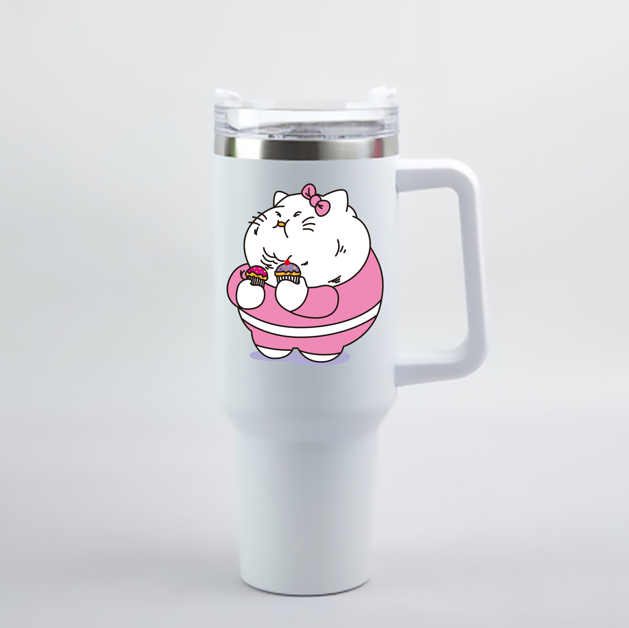 （画像用） Hello Kitty ハローキティ 1200mL車用タンブラー - クリスタルステッカー（プラスチックストロー付き）