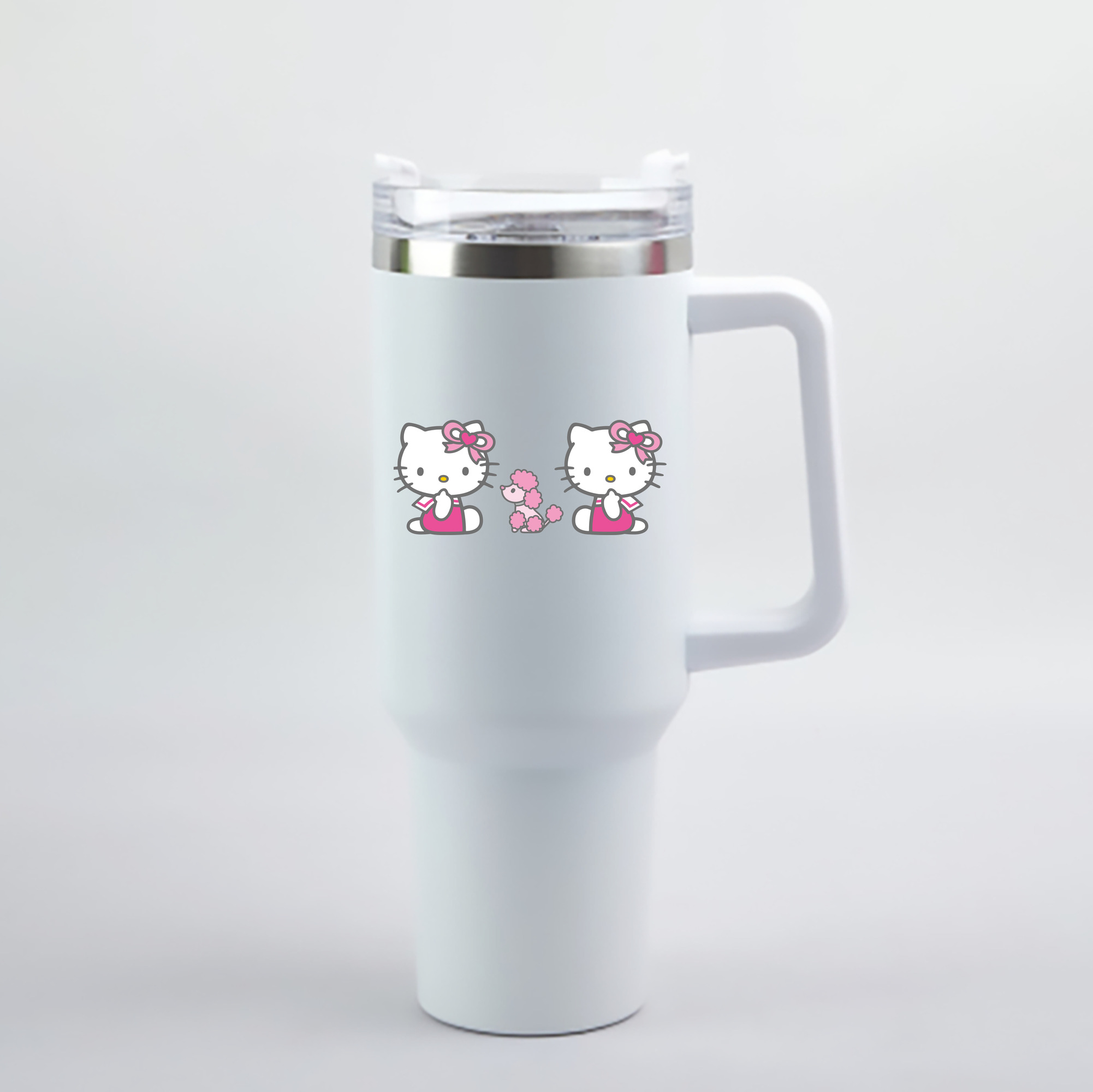 （画像用） Hello Kitty ハローキティ 1200mL車用タンブラー - クリスタルステッカー（プラスチックストロー付き）