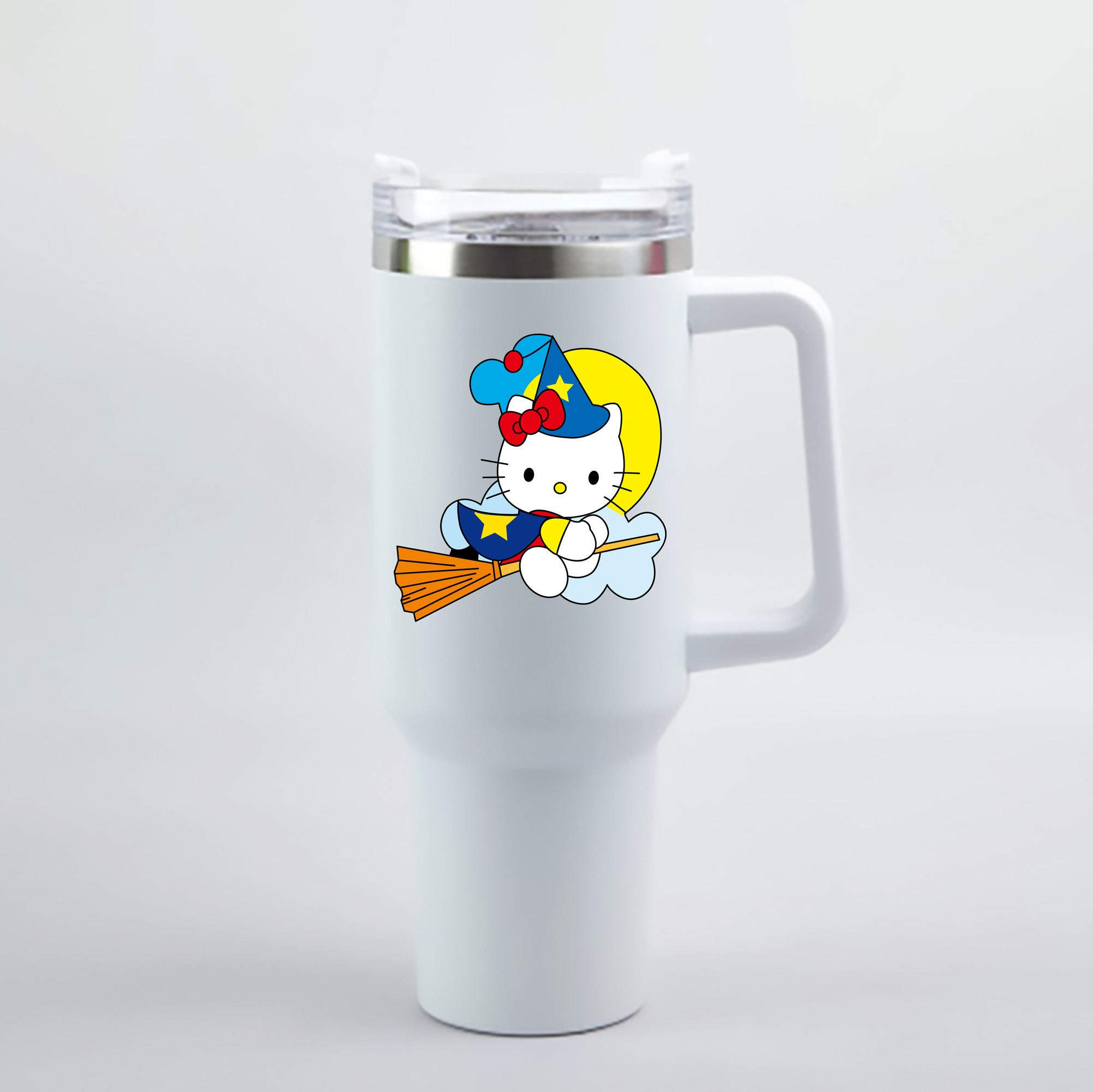 （画像用） Hello Kitty ハローキティ 1200mL車用タンブラー - クリスタルステッカー（プラスチックストロー付き）