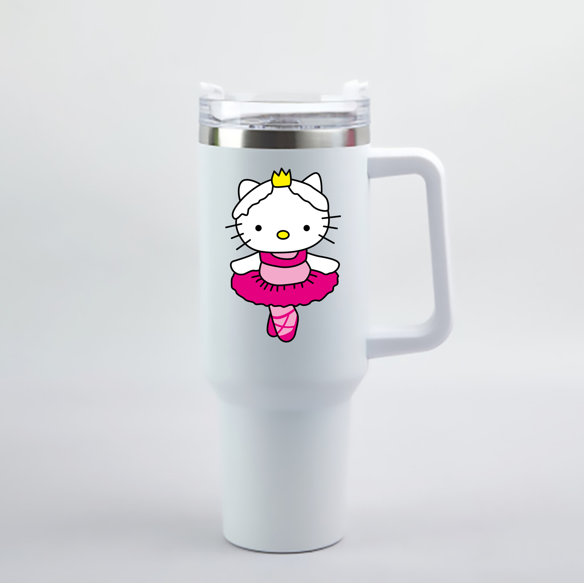 （画像用） Hello Kitty ハローキティ 1200mL車用タンブラー - クリスタルステッカー（プラスチックストロー付き）