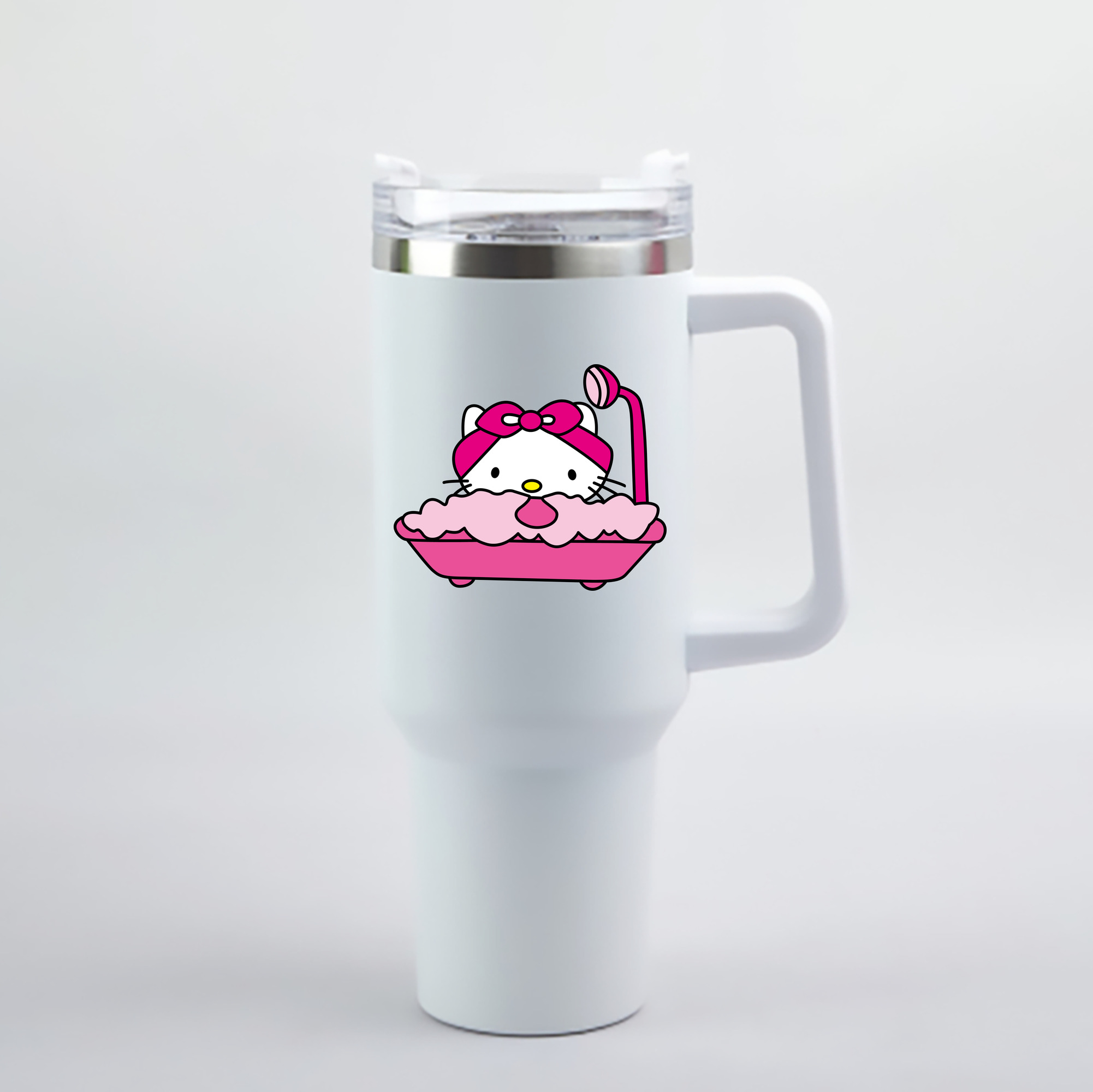 （画像用） Hello Kitty ハローキティ 1200mL車用タンブラー - クリスタルステッカー（プラスチックストロー付き）