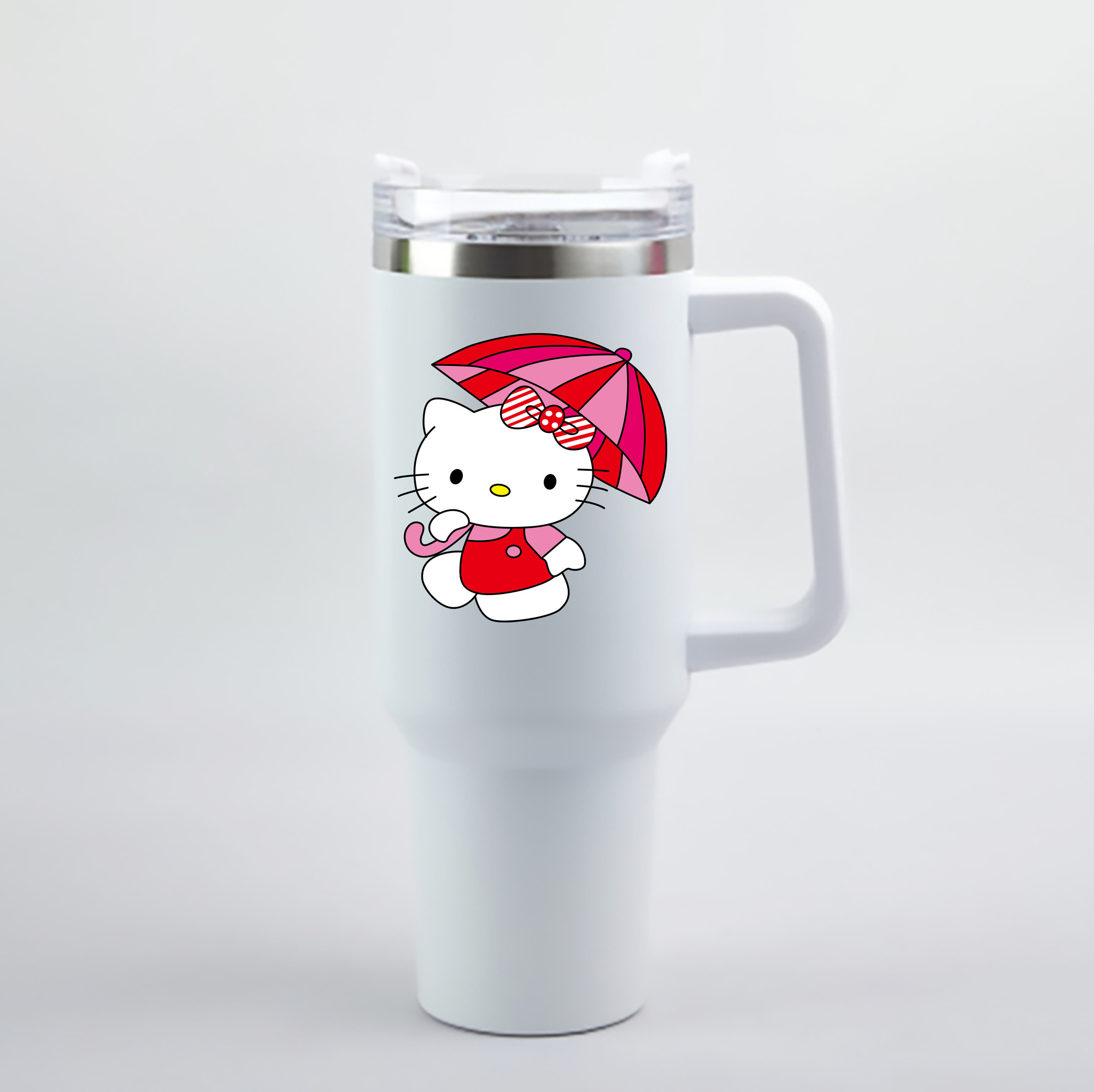 （画像用） Hello Kitty ハローキティ 1200mL車用タンブラー - クリスタルステッカー（プラスチックストロー付き）