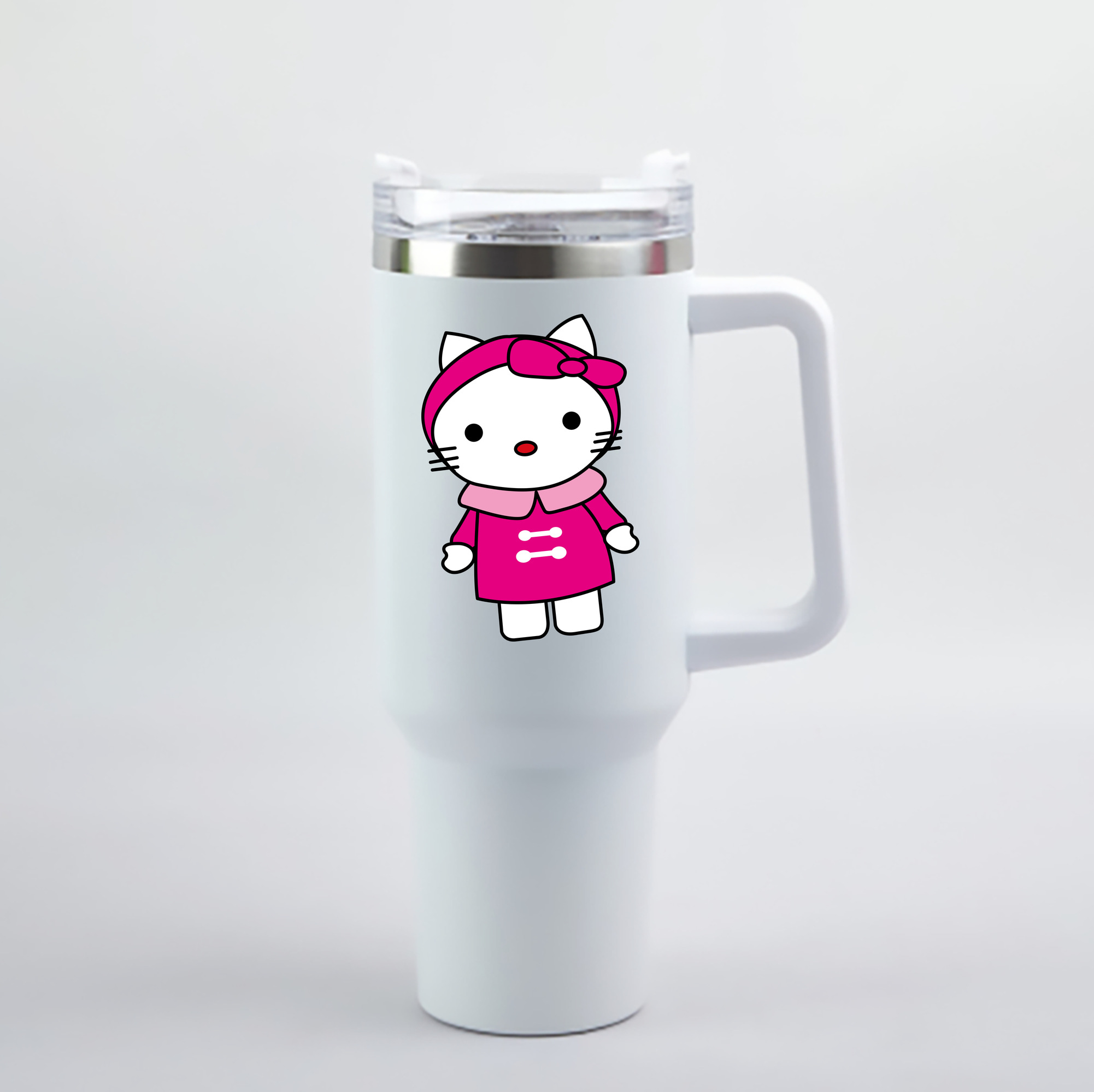 （画像用） Hello Kitty ハローキティ 1200mL車用タンブラー - クリスタルステッカー（プラスチックストロー付き）