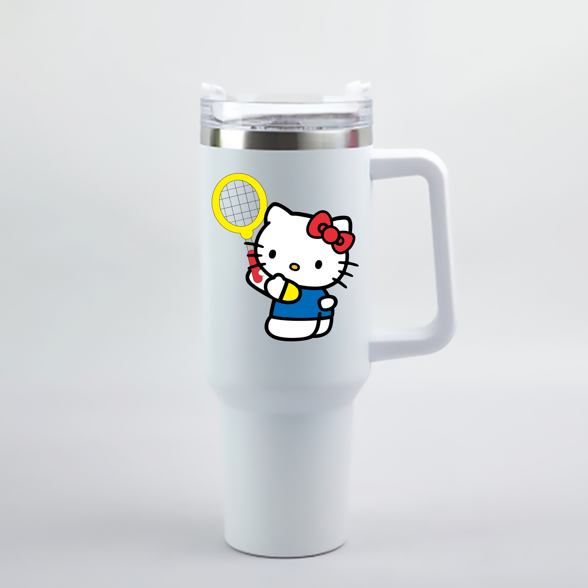 （画像用） Hello Kitty ハローキティ 1200mL車用タンブラー - クリスタルステッカー（プラスチックストロー付き）