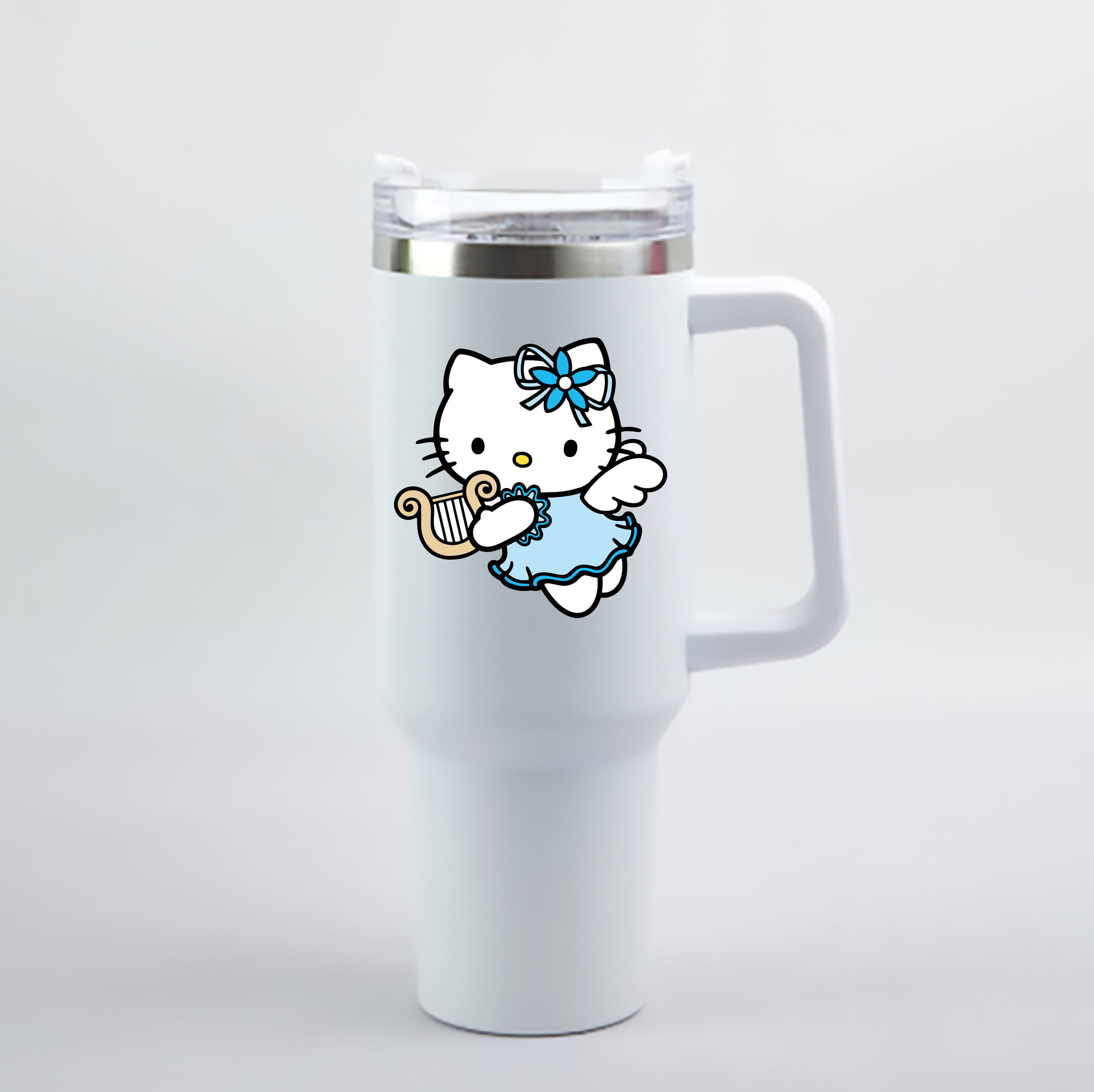 （画像用） Hello Kitty ハローキティ 1200mL車用タンブラー - クリスタルステッカー（プラスチックストロー付き）