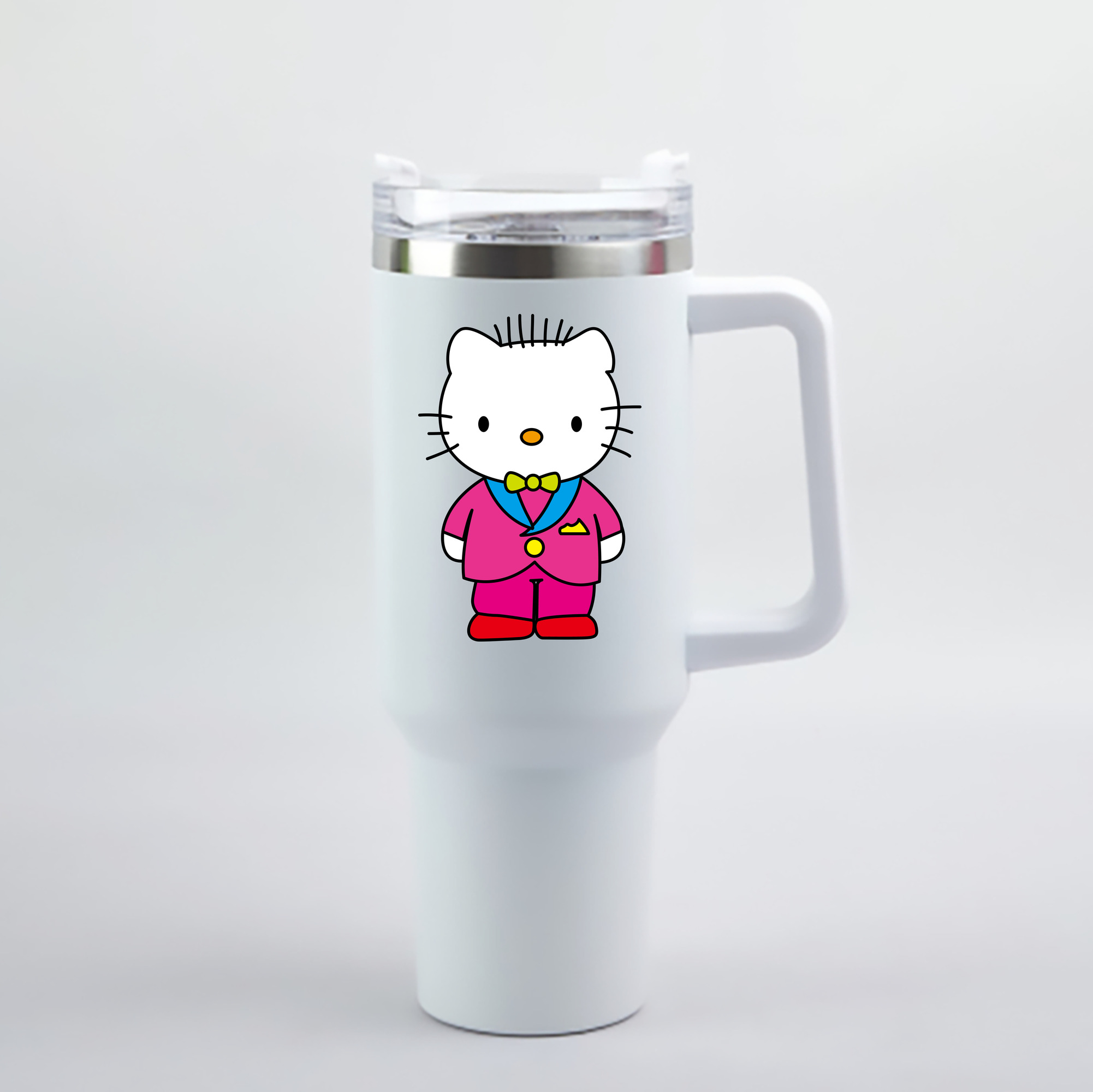 （画像用） Hello Kitty ハローキティ 1200mL車用タンブラー - クリスタルステッカー（プラスチックストロー付き）