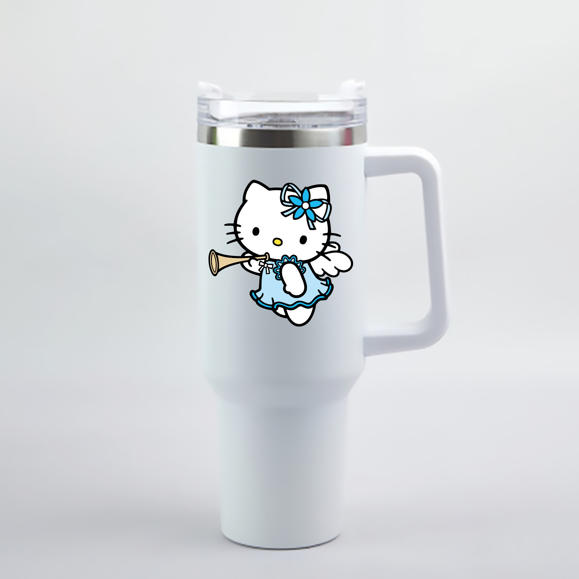 （画像用） Hello Kitty ハローキティ 1200mL車用タンブラー - クリスタルステッカー（プラスチックストロー付き）
