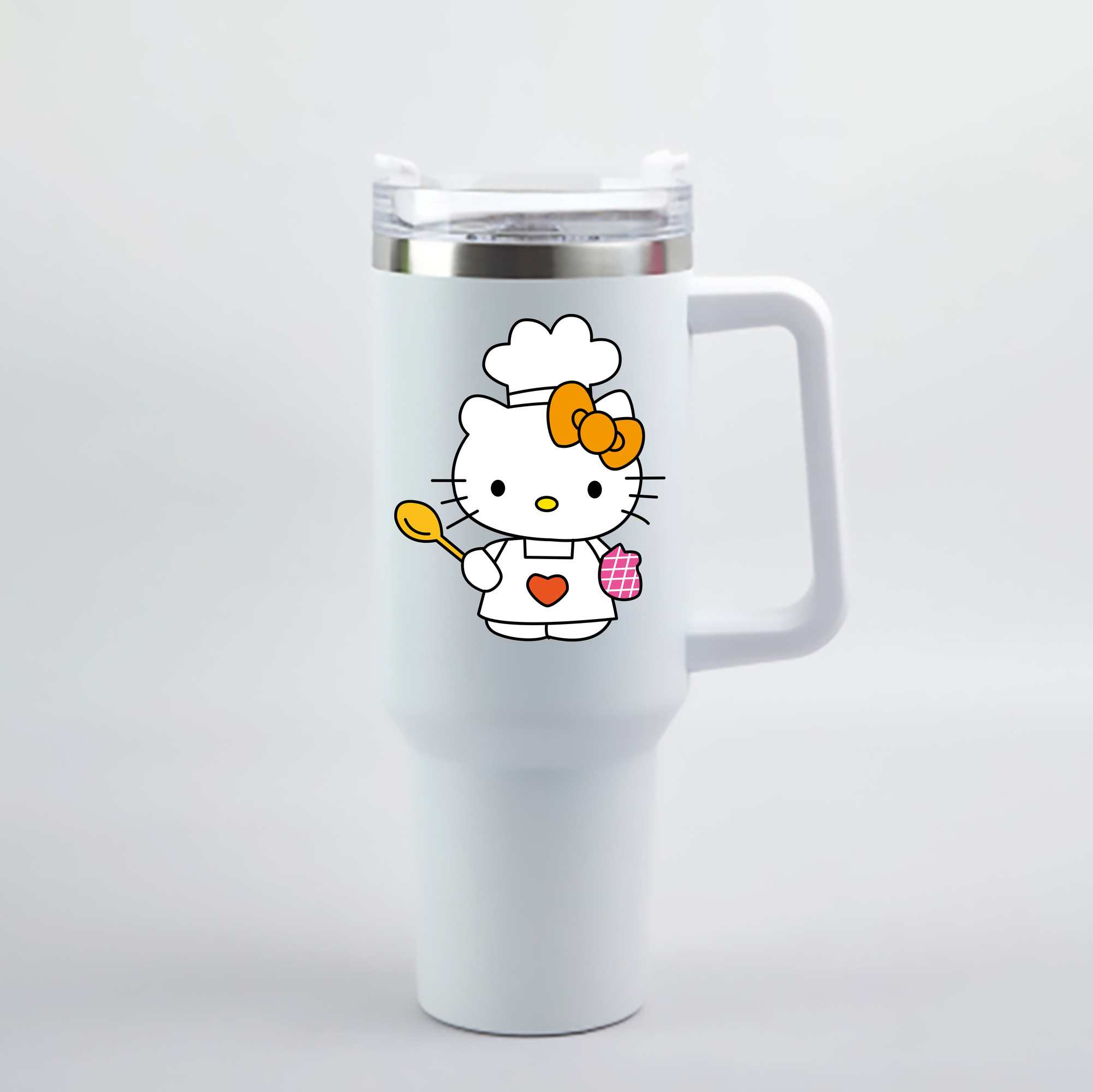 （画像用） Hello Kitty ハローキティ 1200mL車用タンブラー - クリスタルステッカー（プラスチックストロー付き）