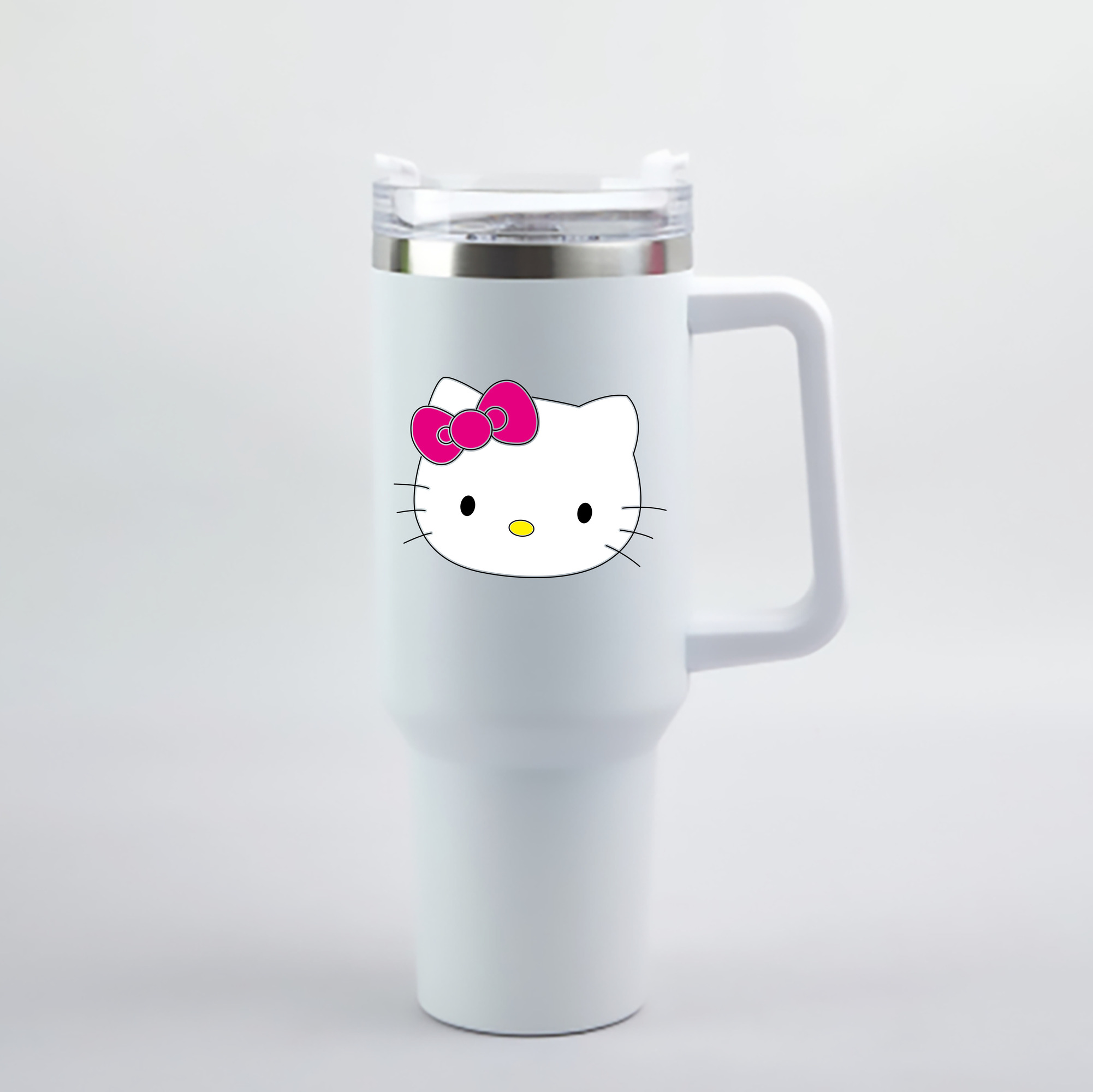 （画像用） Hello Kitty ハローキティ 1200mL車用タンブラー - クリスタルステッカー（プラスチックストロー付き）