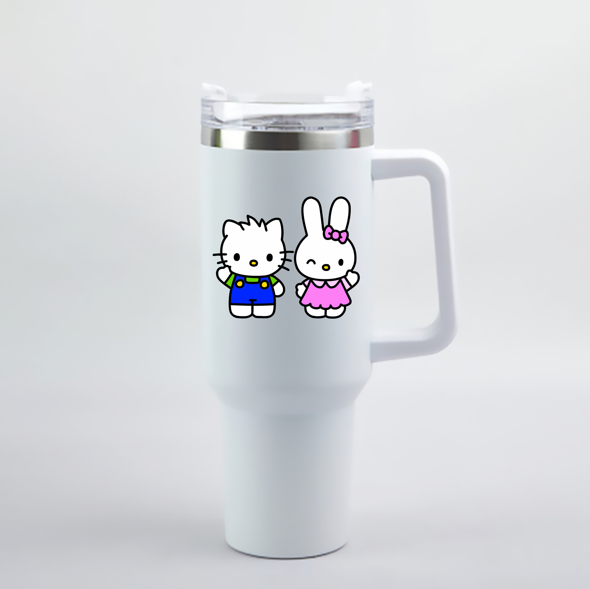 （画像用） Hello Kitty ハローキティ 1200mL車用タンブラー - クリスタルステッカー（プラスチックストロー付き）