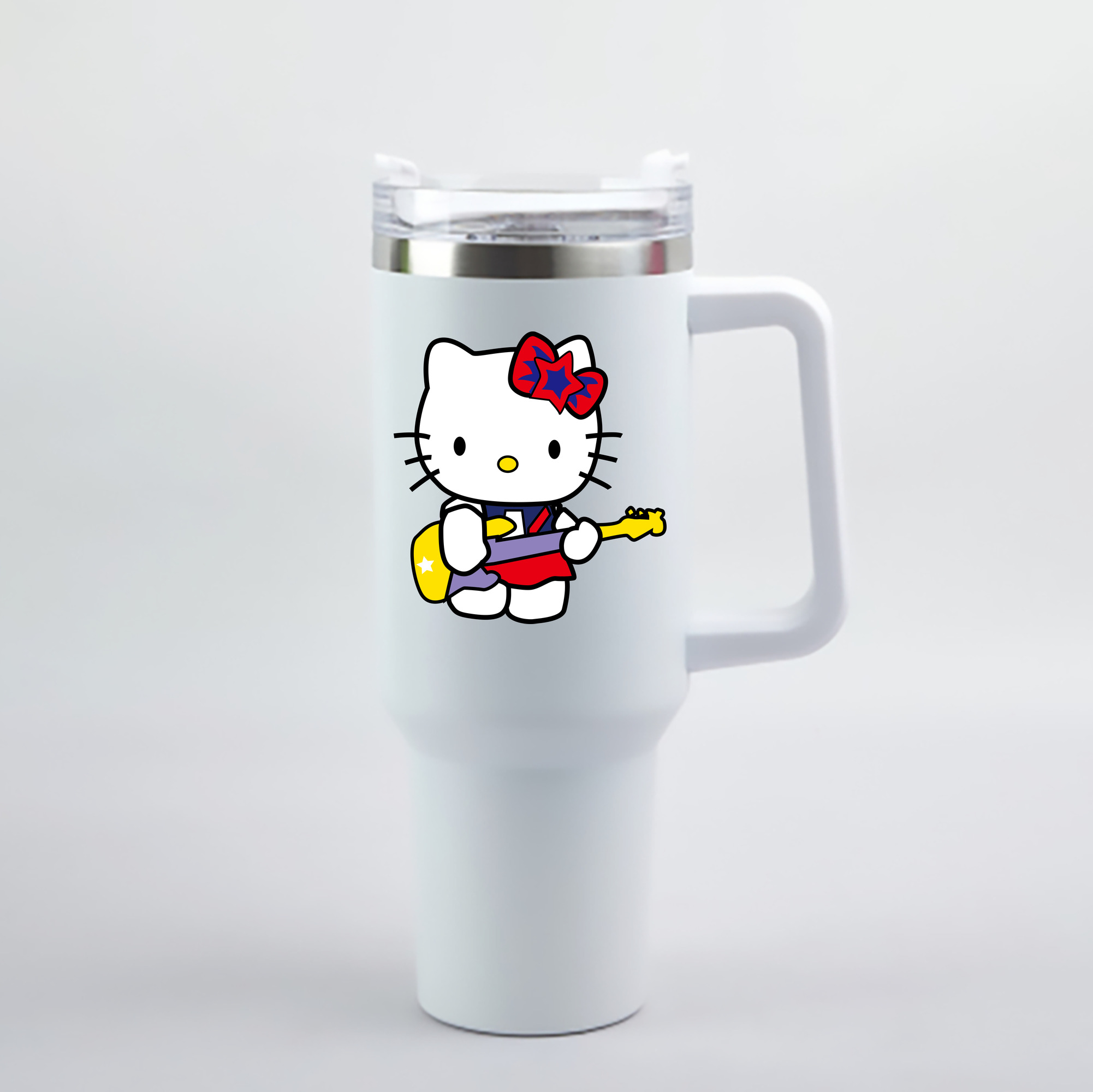 （画像用） Hello Kitty ハローキティ 1200mL車用タンブラー - クリスタルステッカー（プラスチックストロー付き）