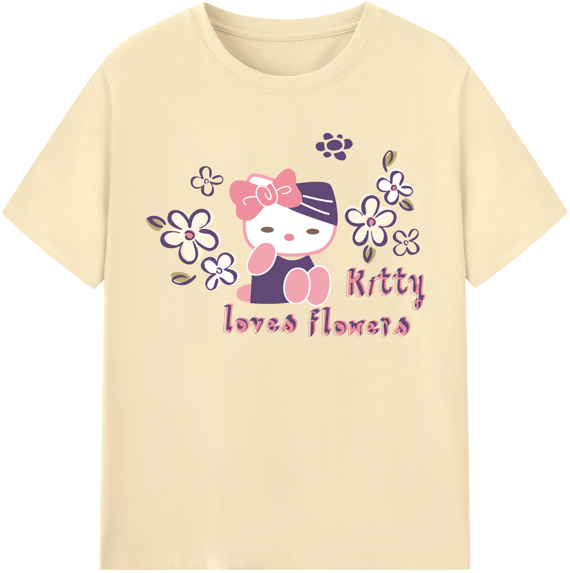 （画像用） Hello Kitty ハローキティ 綿100％半袖Tシャツ（フロントプリント）